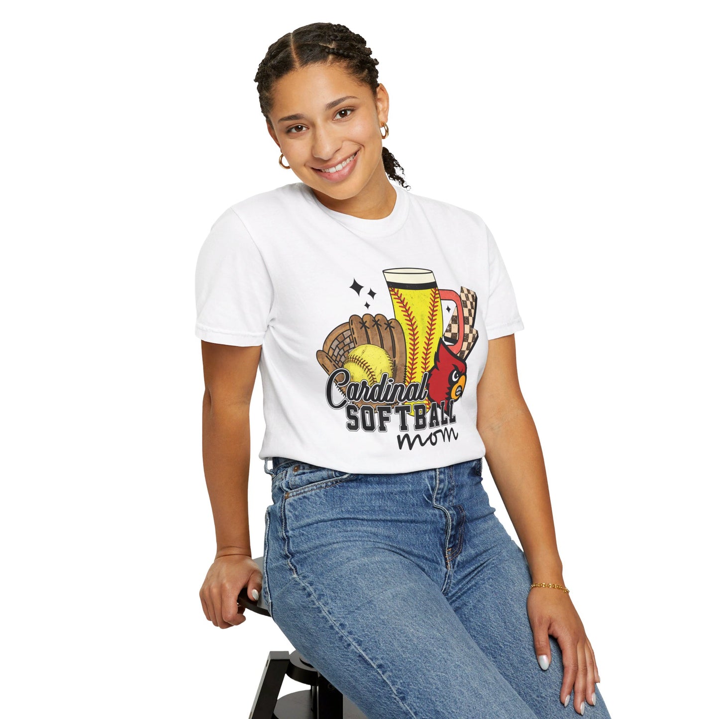 Cardinal Softball Mom - Comfort Colors T-shirt