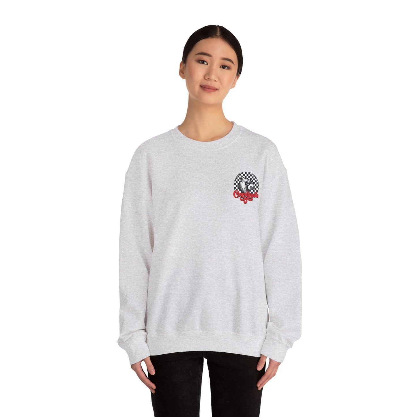 Black and White Check Cardinal Script - Unisex Heavy Blend™ Crewneck Sweatshirt