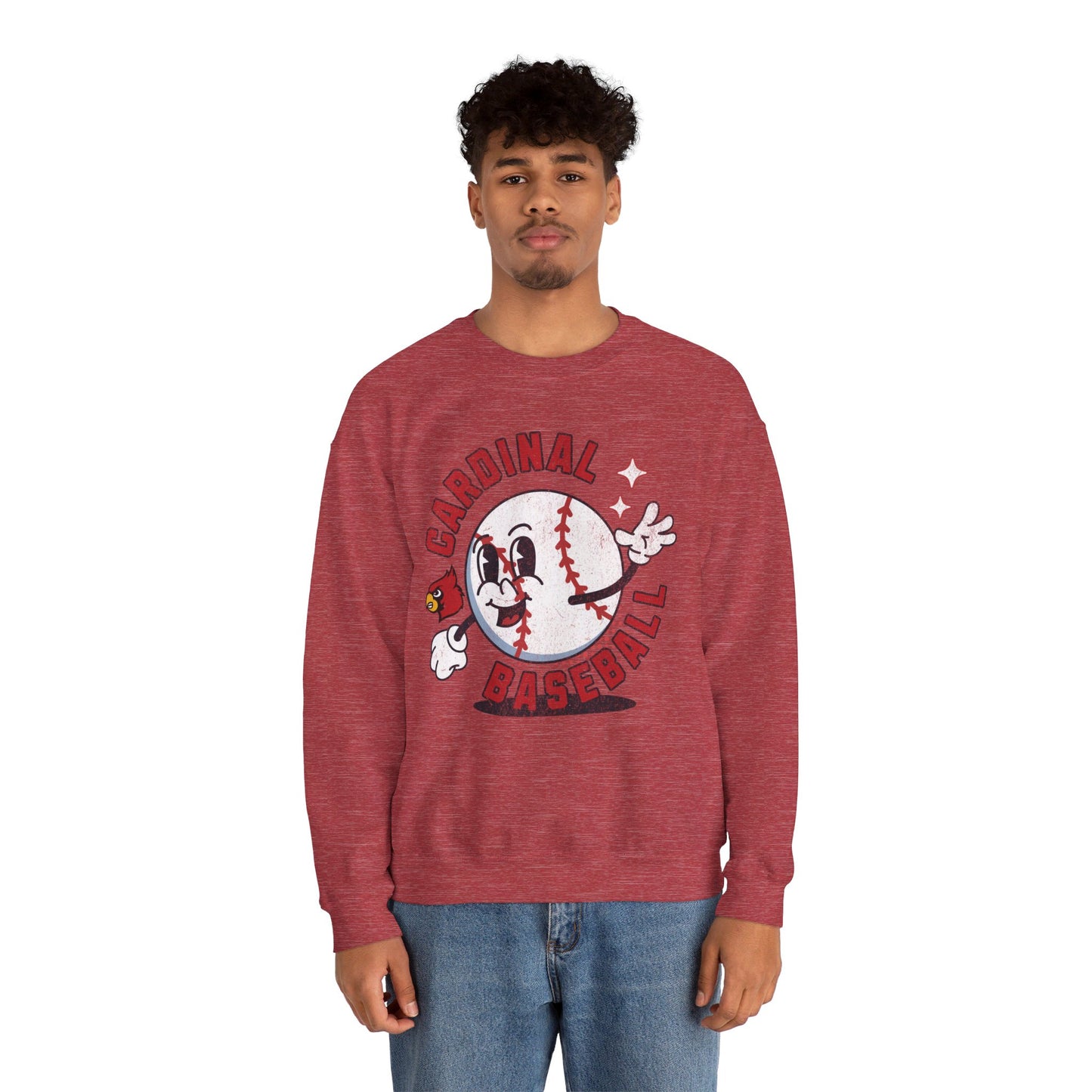 Retro Cardinal Baseball - Unisex Heavy Blend™ Crewneck Sweatshirt