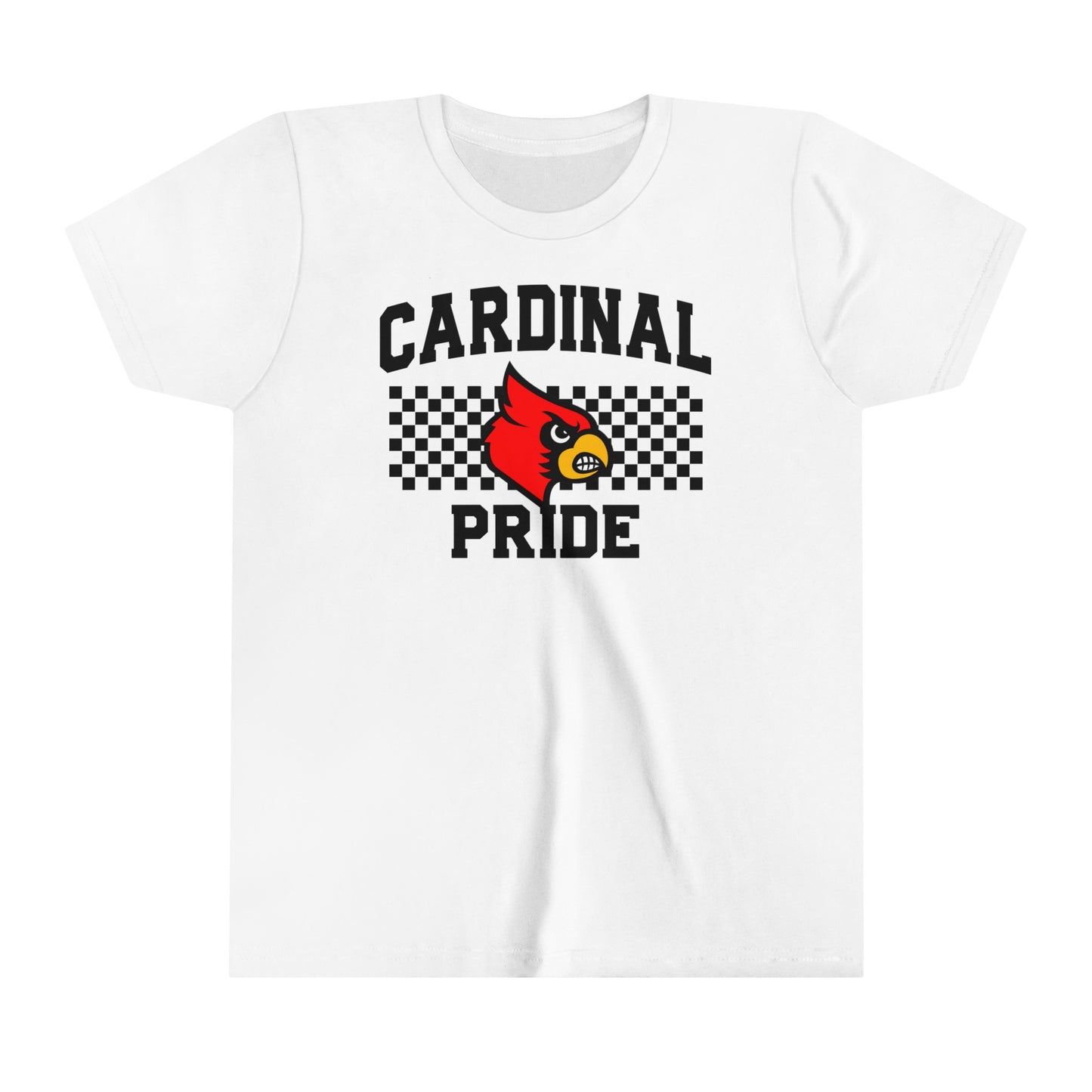 Cardinal Pride Black and White Checkerboard - Bella + Canvas Youth Tee
