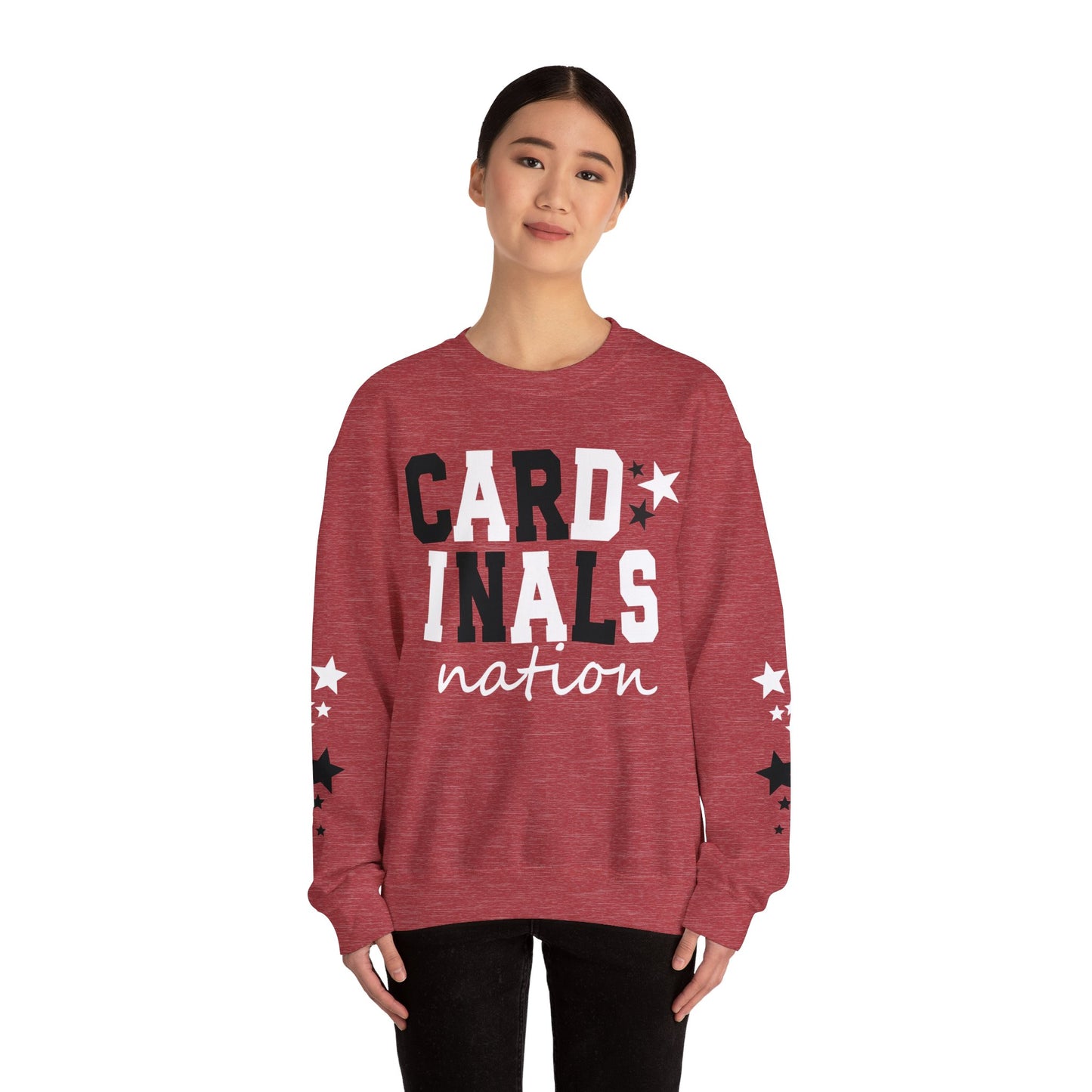 Cardinals Nation with Star Sleeves - Unisex Heavy Blend™ Crewneck Sweatshirt