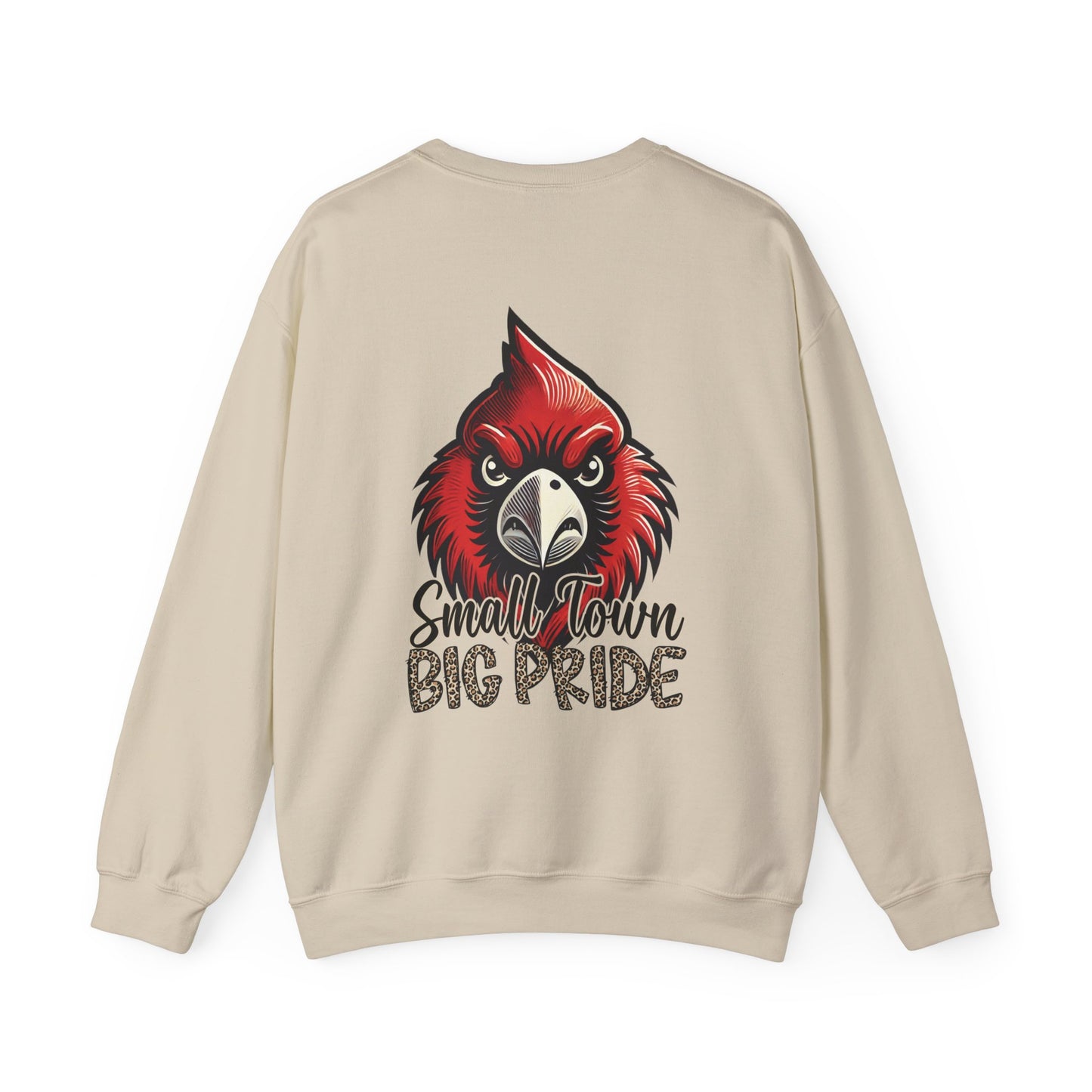Cardinal Small Town Big Pride Back Design - Unisex Heavy Blend™ Crewneck Sweatshirt