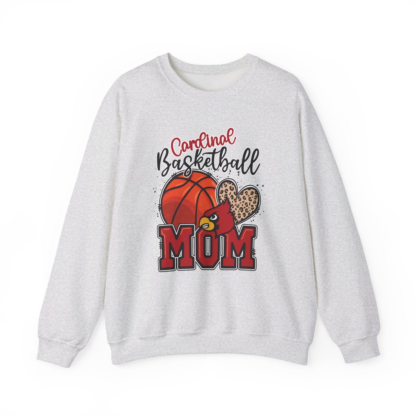 Cardinal Basketball Mom Leopard - Unisex Heavy Blend™ Crewneck Sweatshirt
