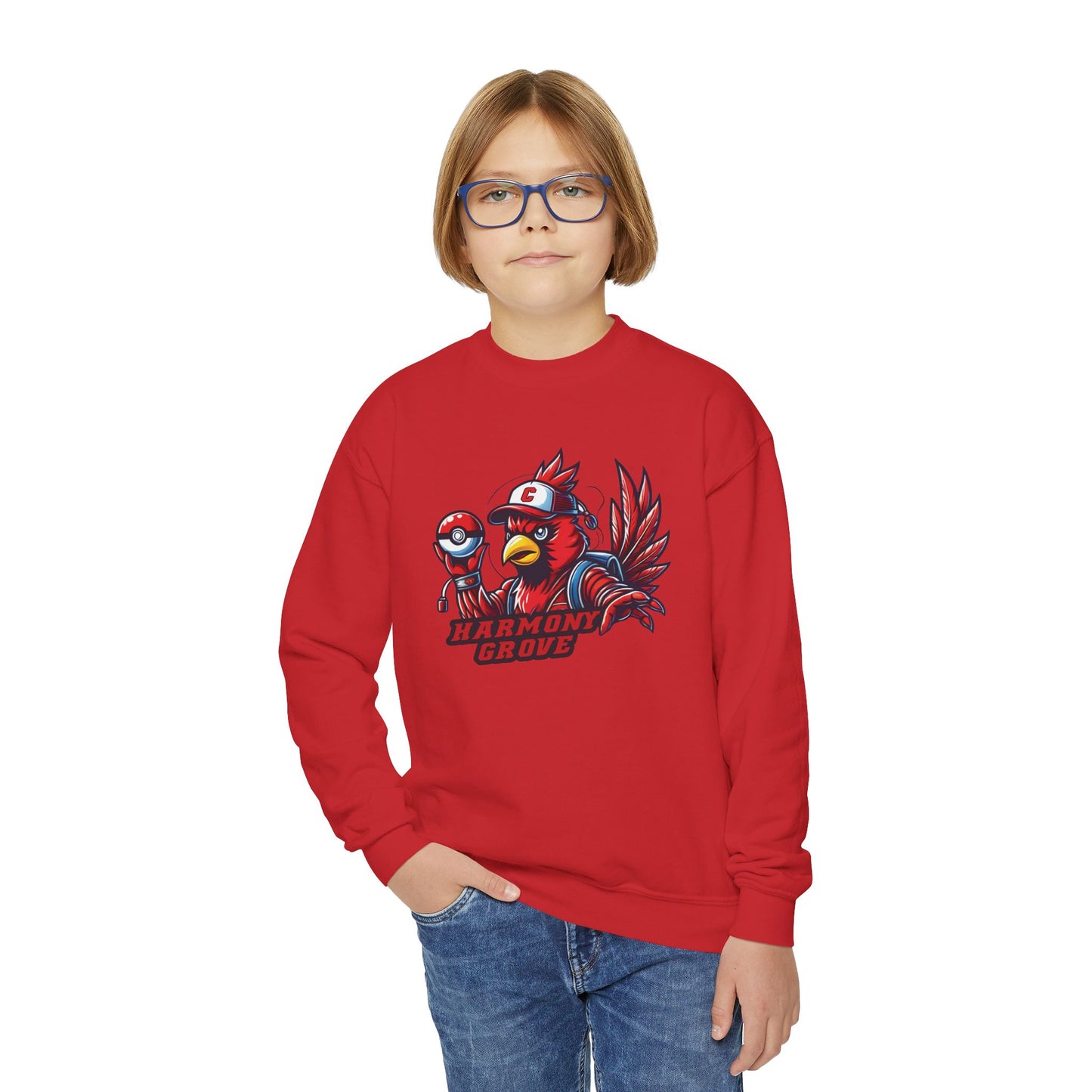 Cartoon Harmony Grove Cardinal - Youth Crew Sweatshirt