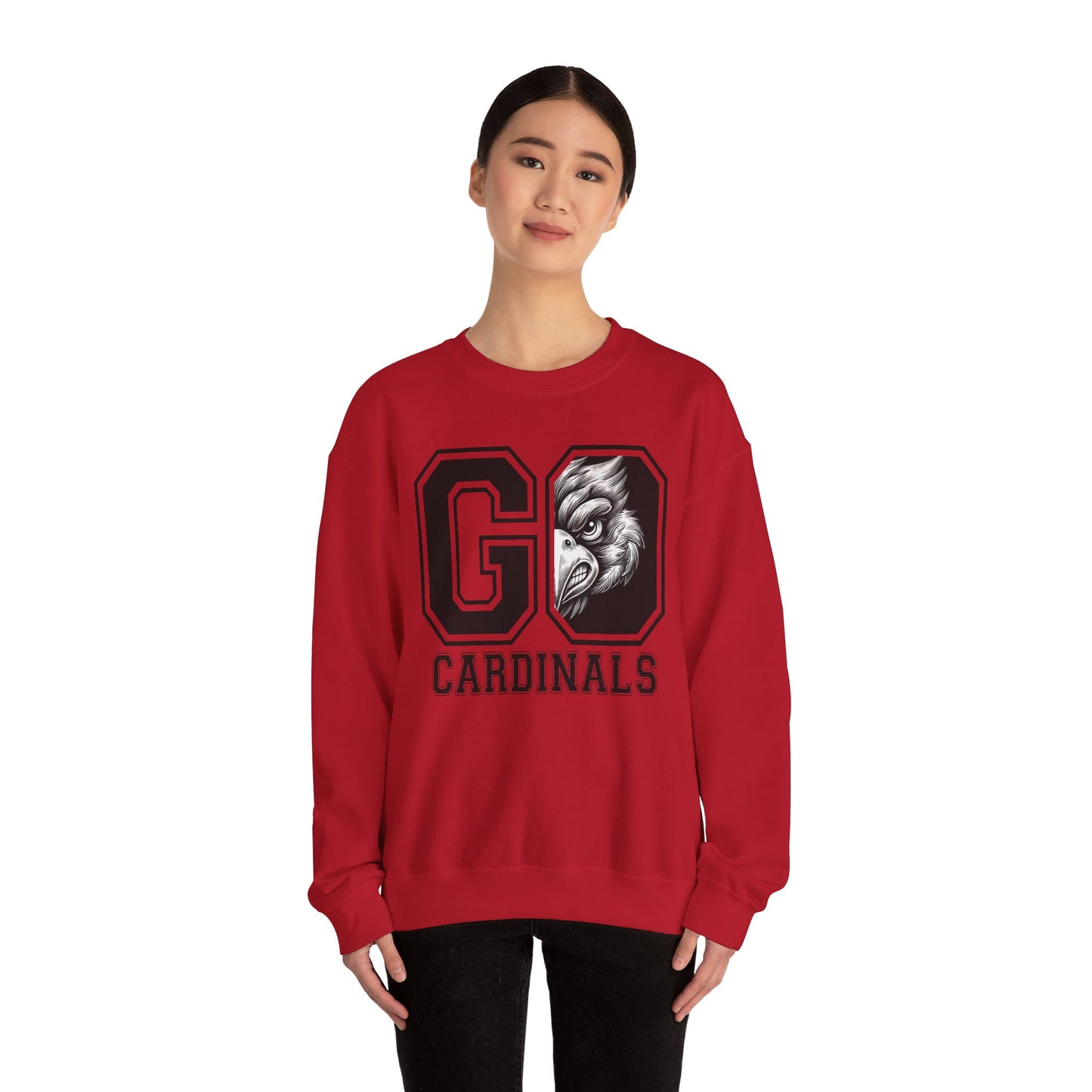 Go Cardinals Black and White - Unisex Heavy Blend™ Crewneck Sweatshirt