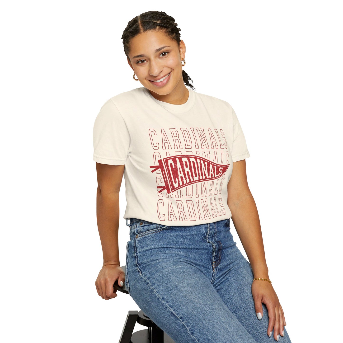 Cardinal Distressed Pennant - Comfort Colors T-shirt