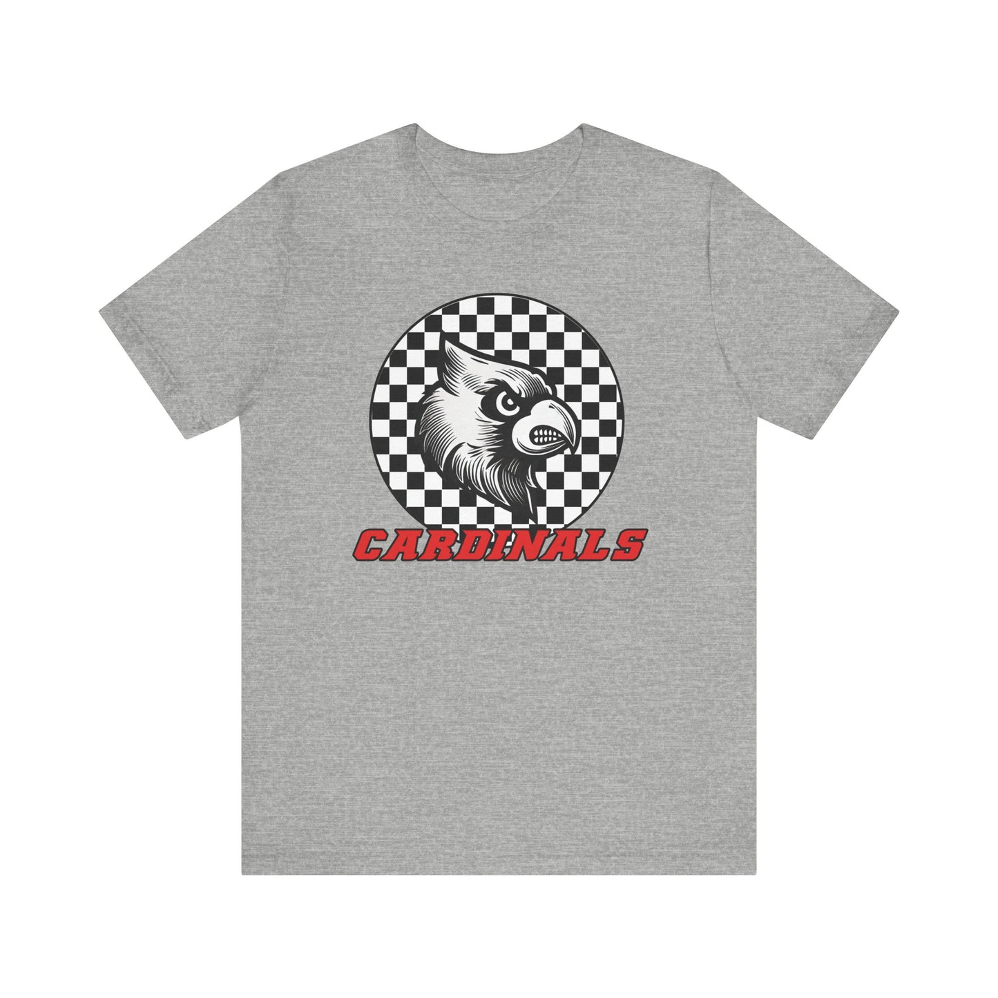 Cardinals Black and White Checkerboard - Bella + Canvas Short Sleeve Tee