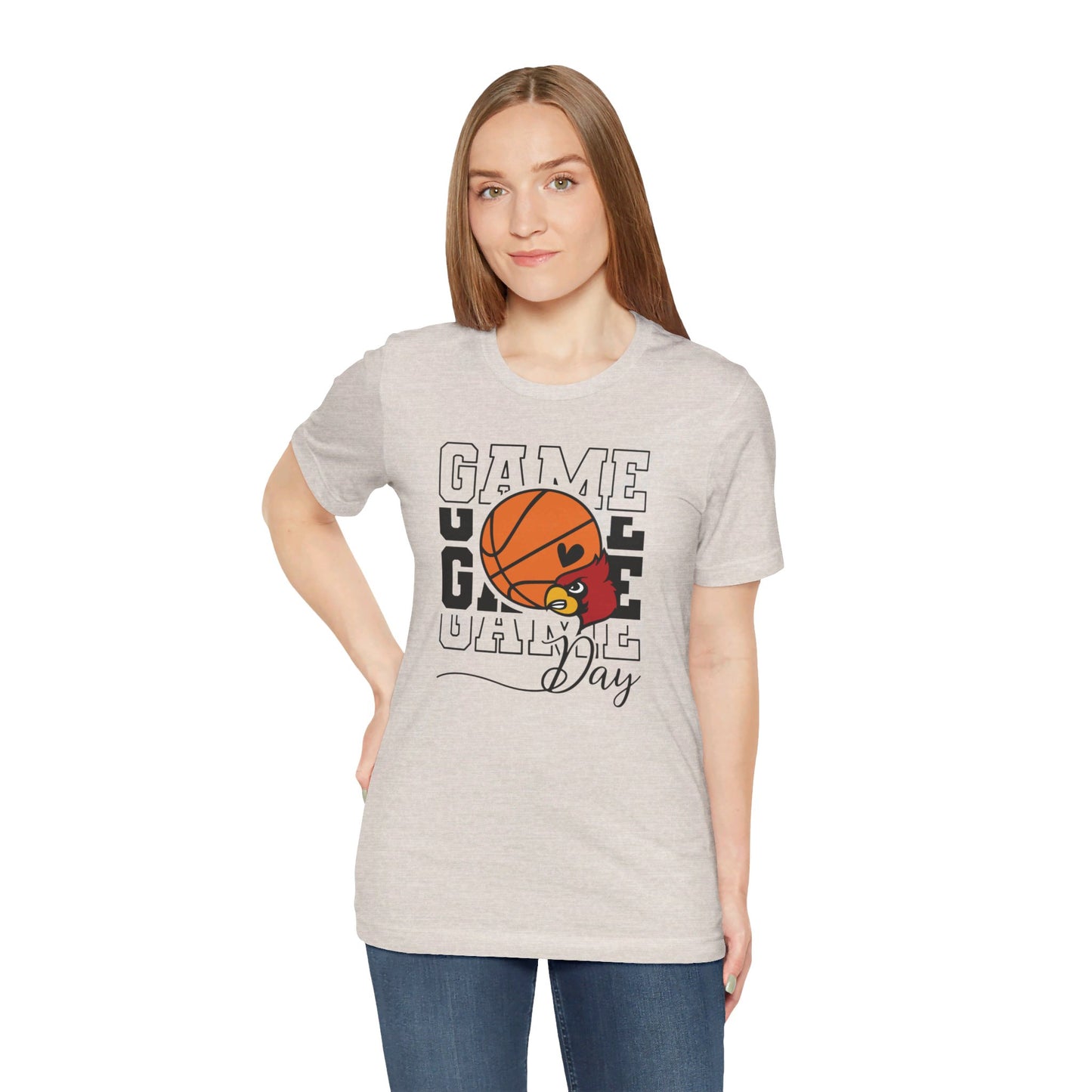 Cardinal Game Day Basketball - Bella + Canvas Short Sleeve Tee