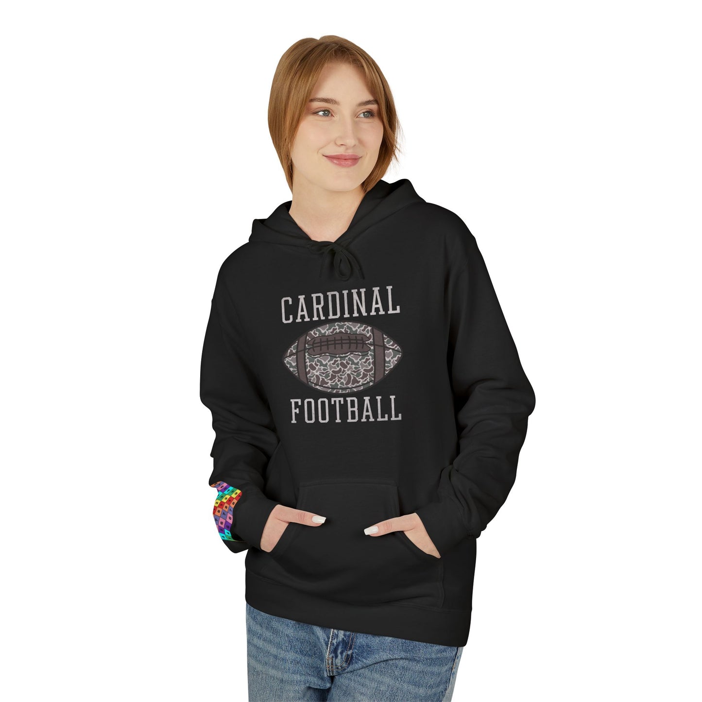 Old School Camo Cardinal Football - Midweight Softstyle Fleece Hoodie
