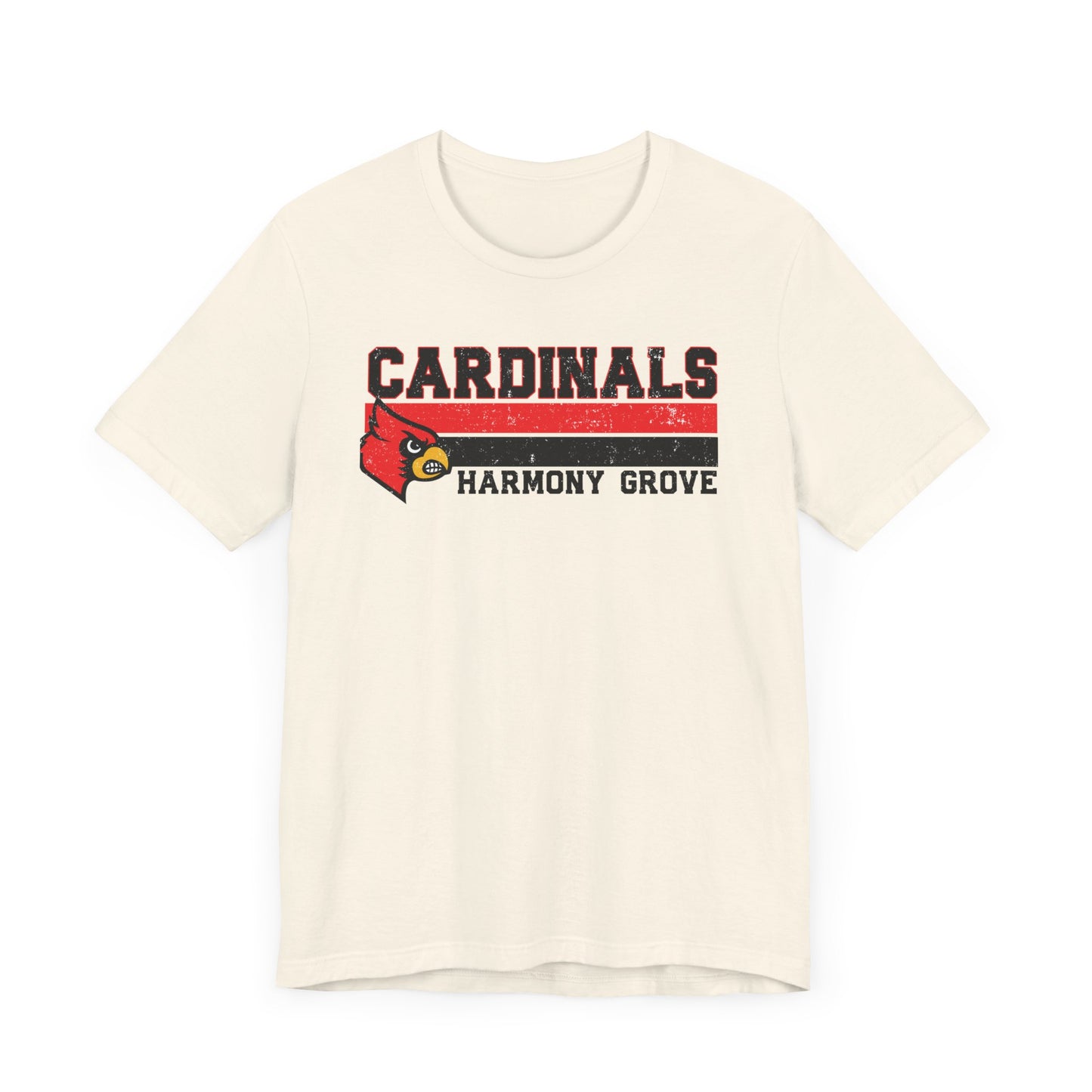 Cardinals Harmony Grove Stripe - Bella + Canvas Short Sleeve Tee