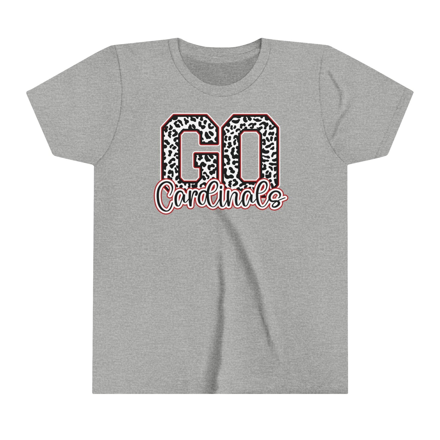 Go Cardinals Leopard Letters - Bella + Canvas Youth Tee