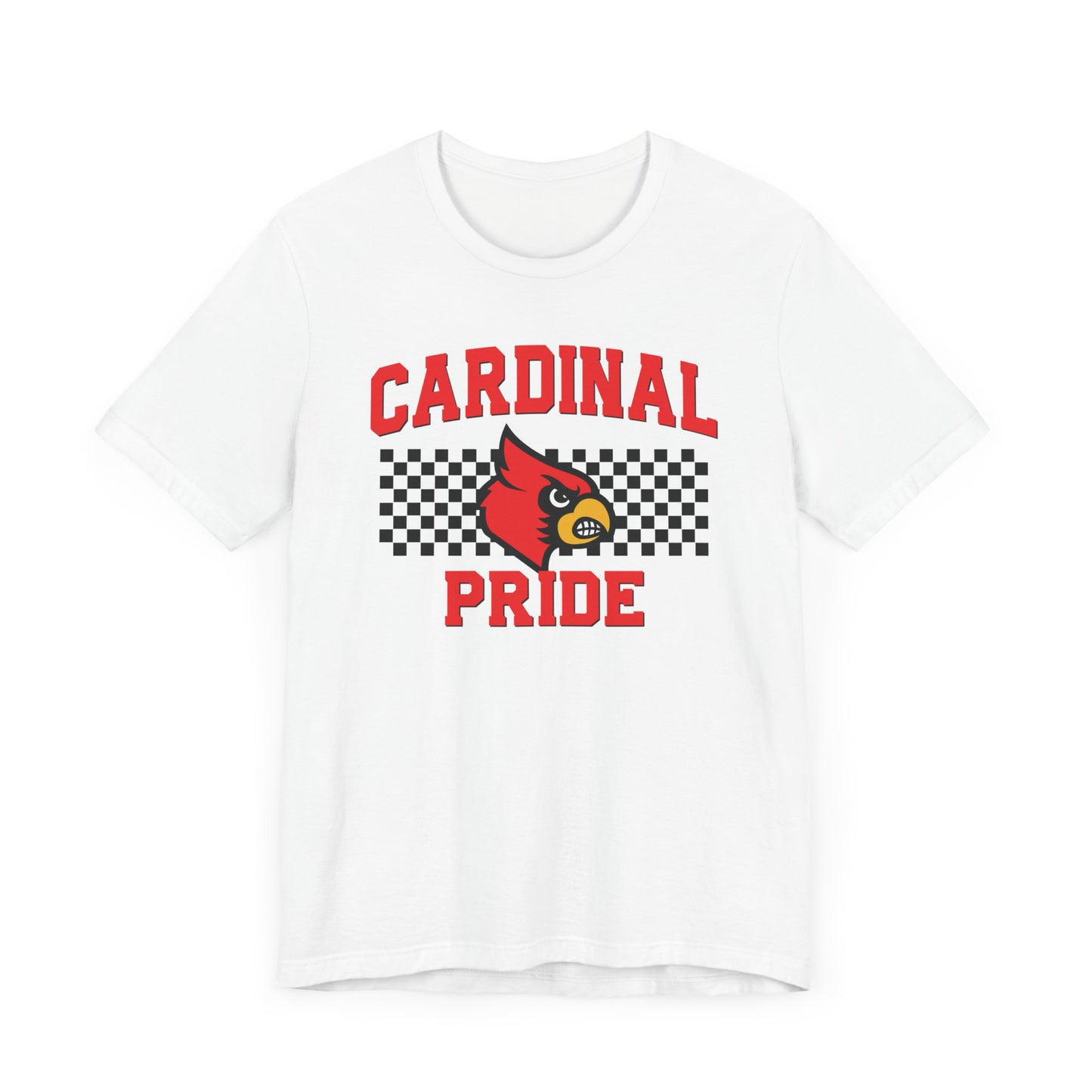 Cardinal Pride Black and White Checkerboard - Bella + Canvas Short Sleeve Tee