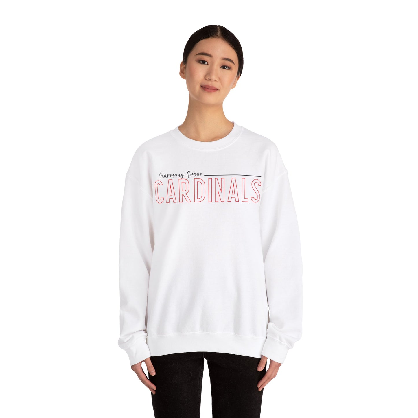 Harmony Grove Cardinals Outline Text - Unisex Heavy Blend™ Crewneck Sweatshirt