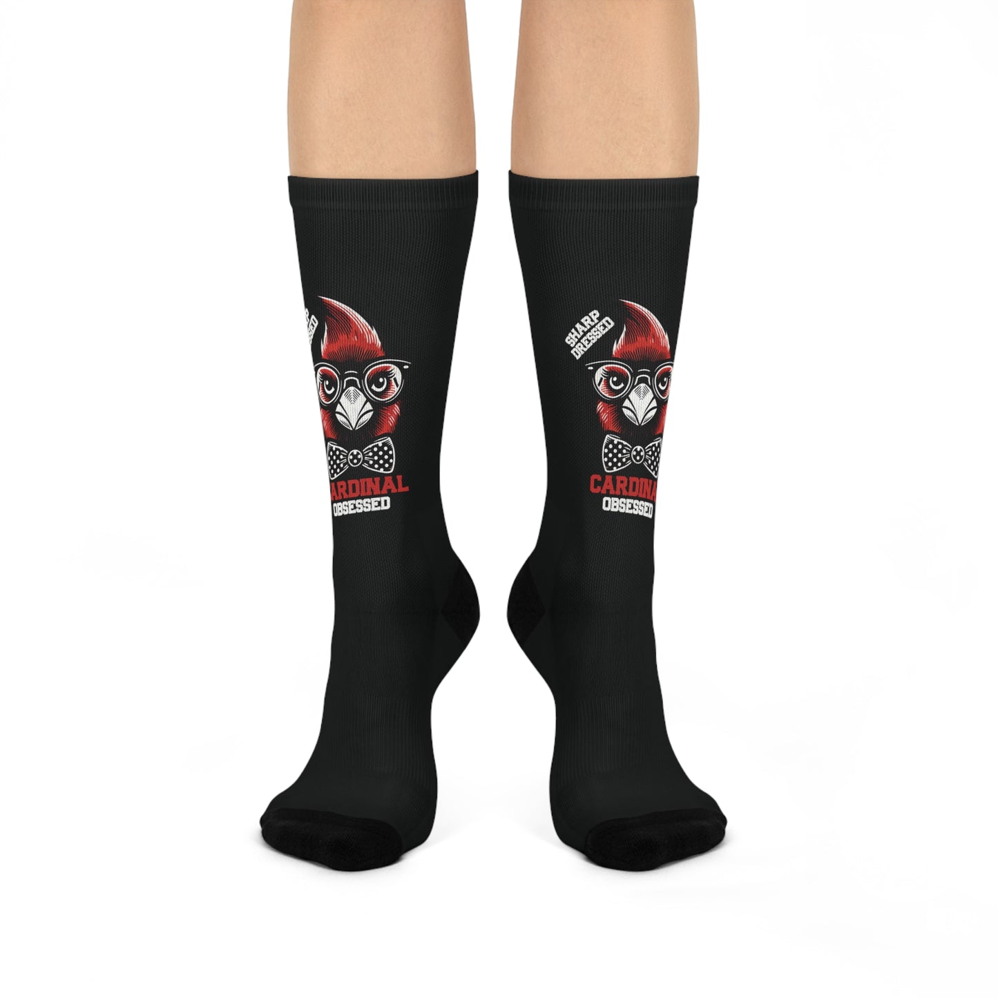 Sharp Dressed Cardinal Obsessed - Black Cushioned Crew Socks