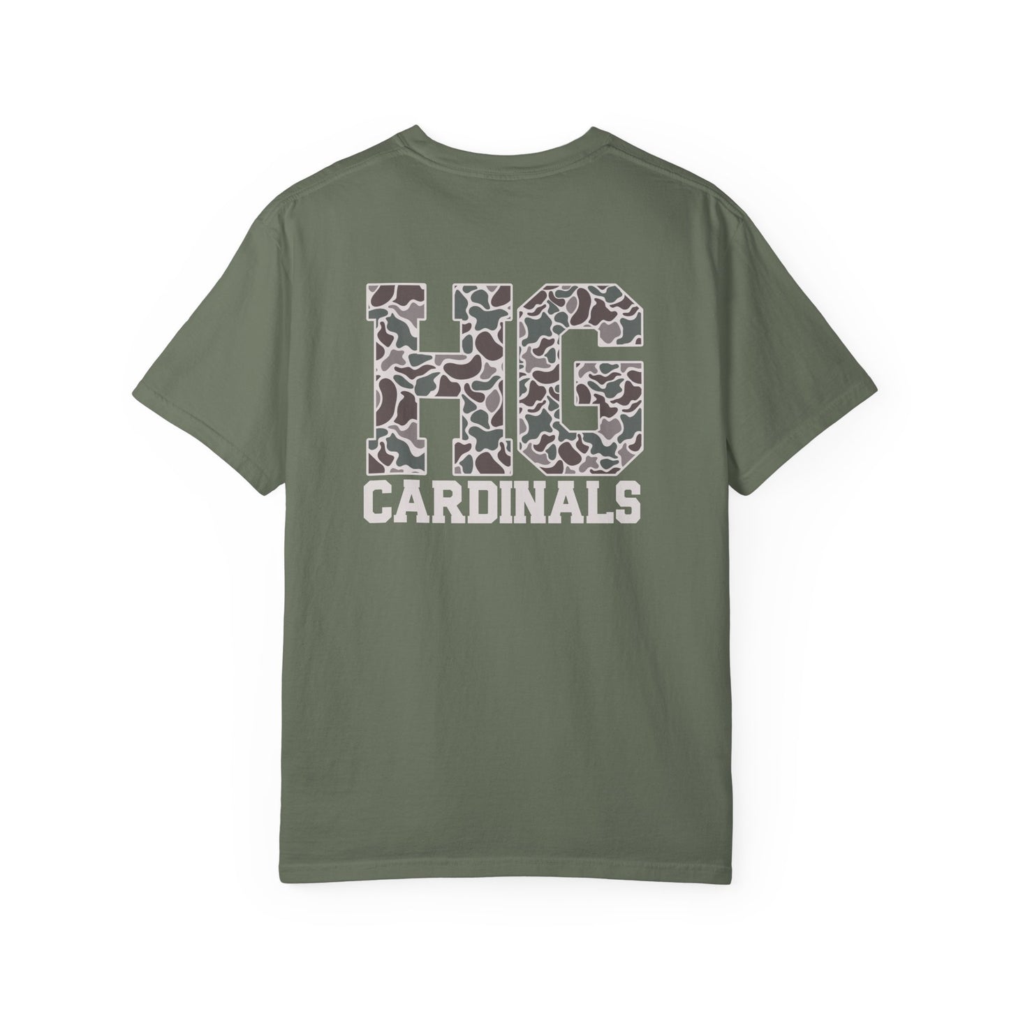 Old School Camo Cardinal Pocket + HG Cardinals - Comfort Colors T Shirt