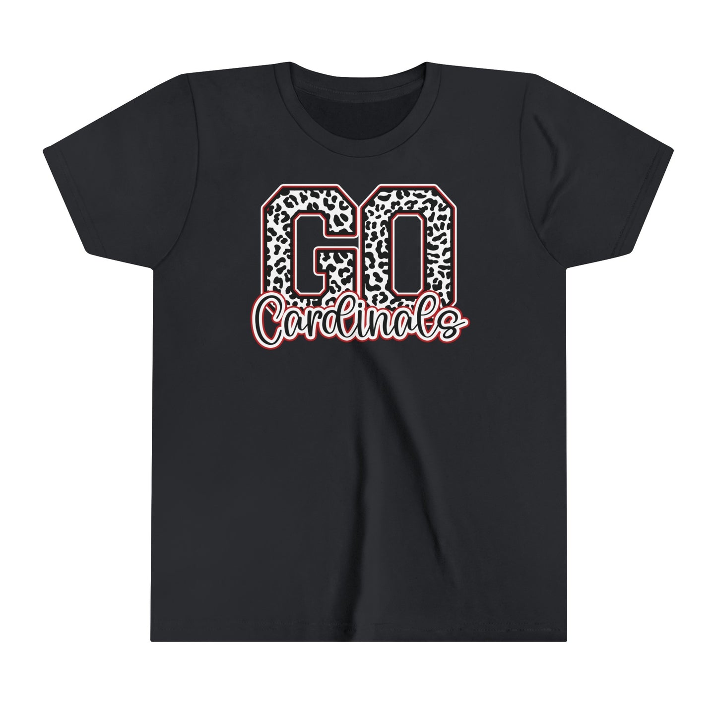 Go Cardinals Leopard Letters - Bella + Canvas Youth Tee