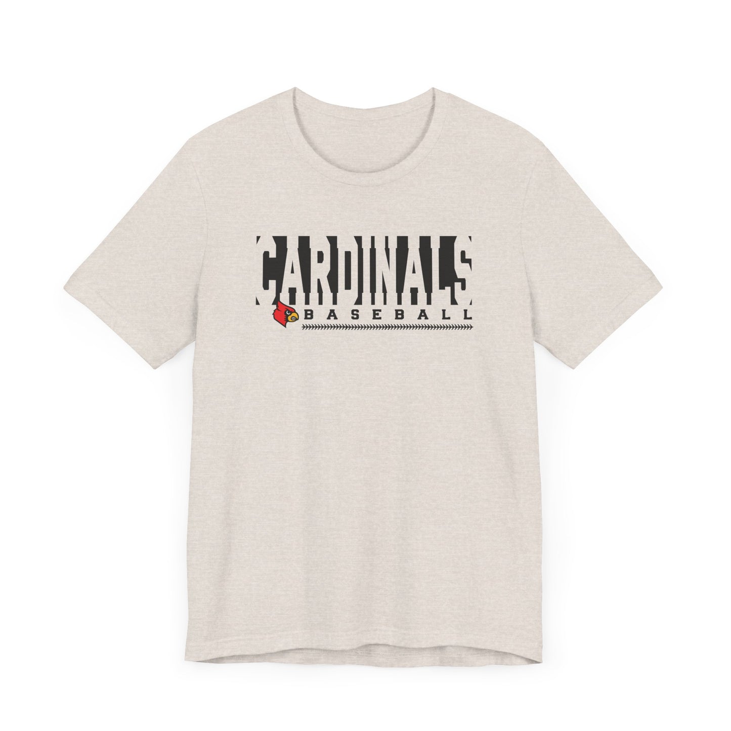 Cardinals Baseball Inset Text - Bella + Canvas Short Sleeve Tee