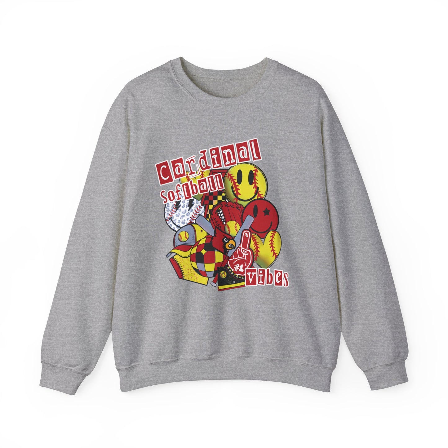 Cardinal Softball Vibes - Unisex Heavy Blend™ Crewneck Sweatshirt