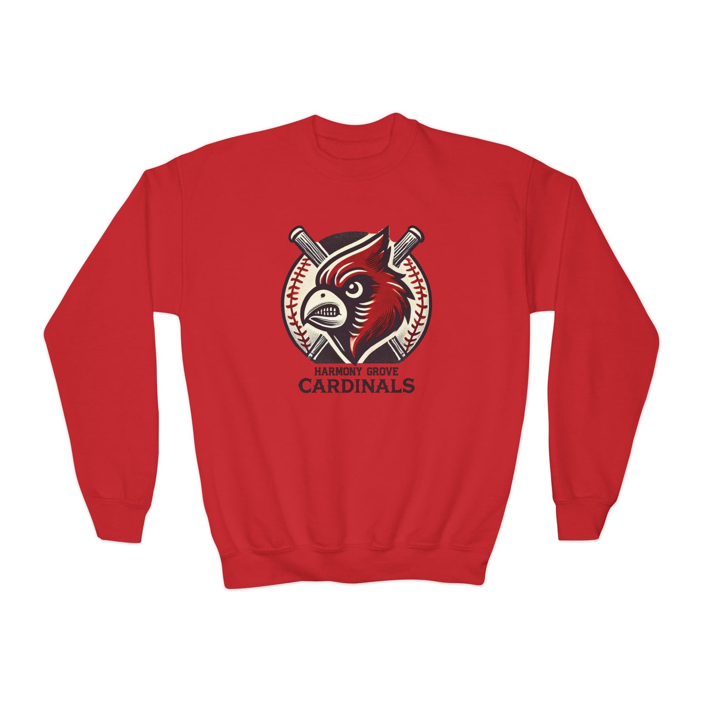 Vintage Cardinal Baseball - Youth Crew Sweatshirt