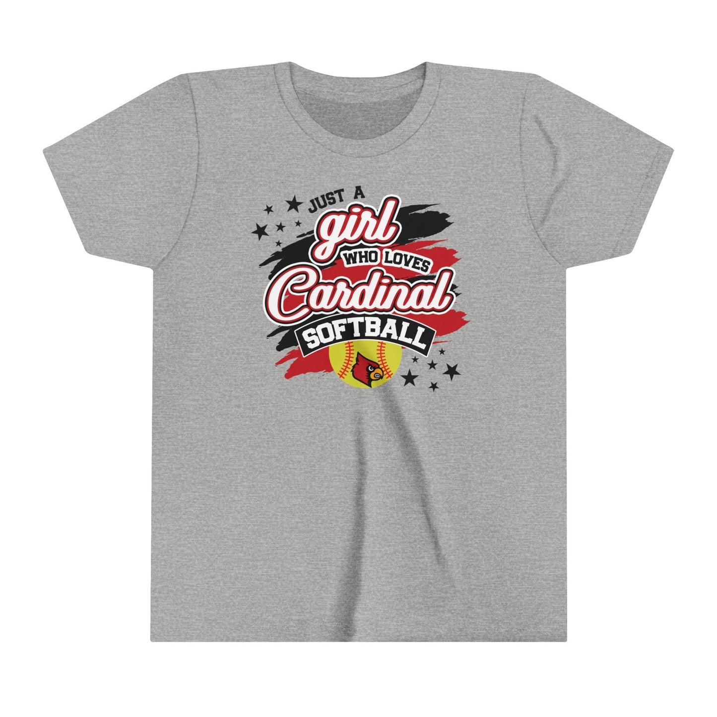 Just a Girl Who Loves Cardinal Softball - Bella + Canvas Youth Tee