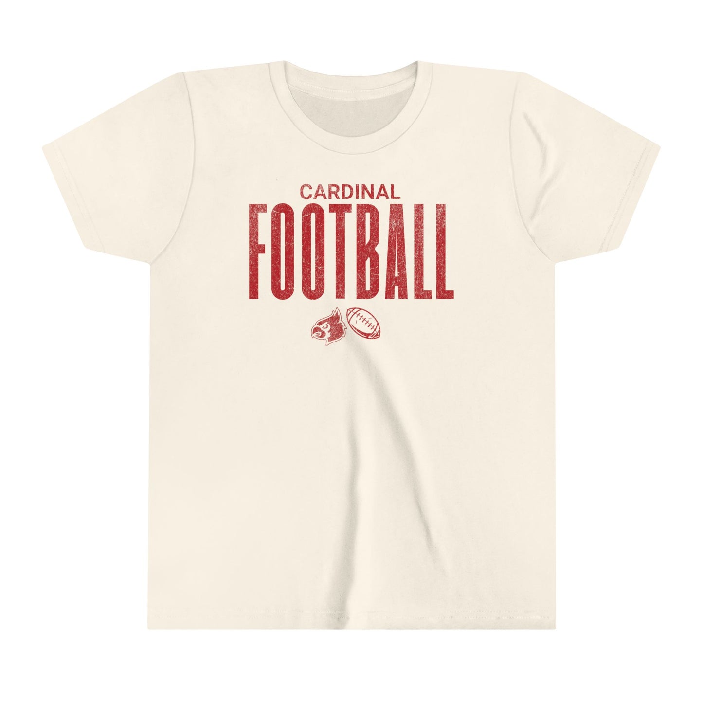 Vintage Cardinal Football - Bella + Canvas Youth Tee