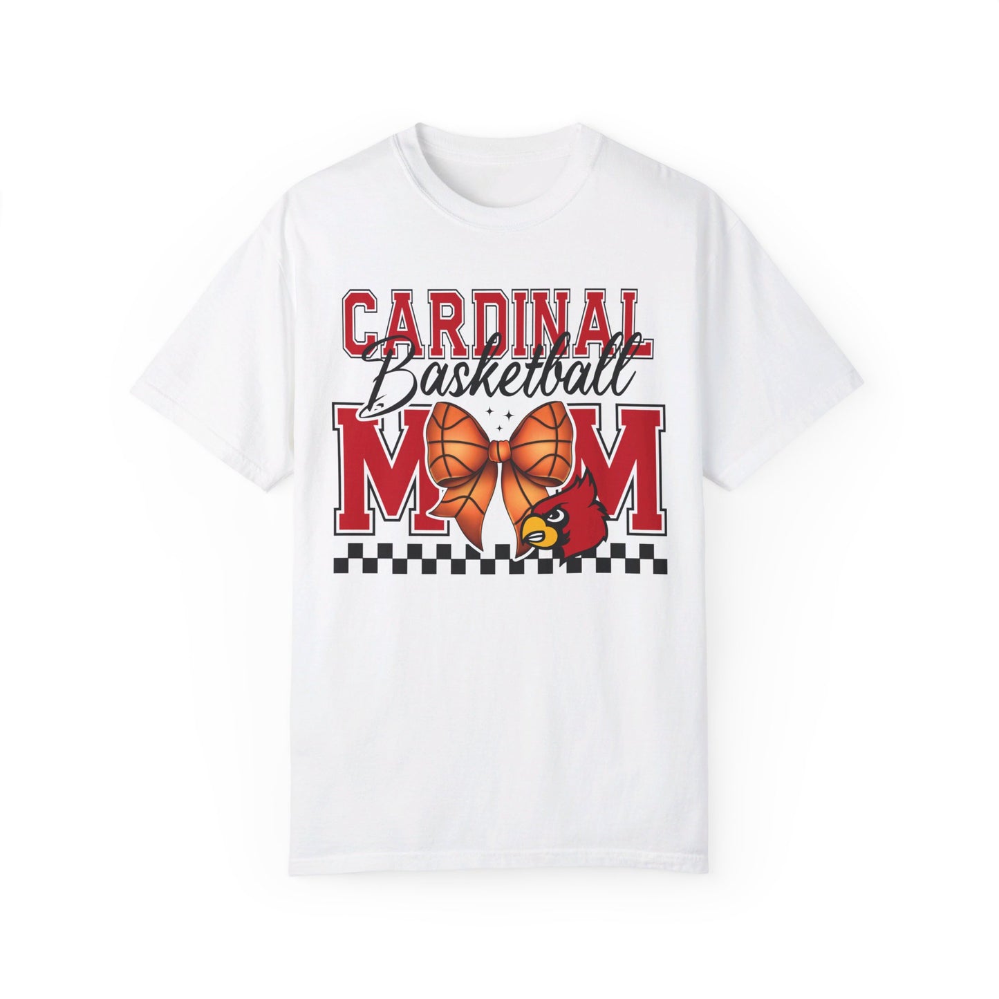 Cardinal Basketball Mom Checkerboard - Comfort Colors T-shirt