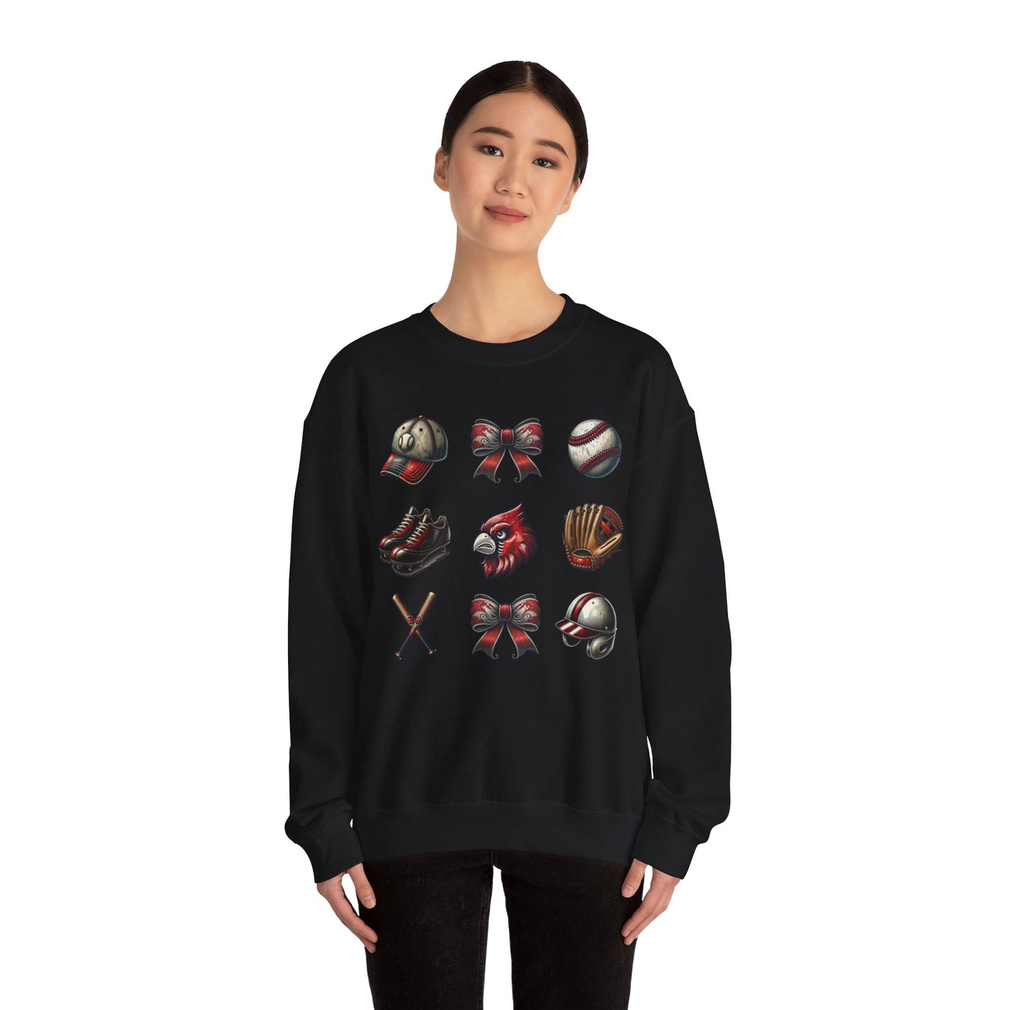 Cardinal Vintage Baseball Coquette - Unisex Heavy Blend™ Crewneck Sweatshirt
