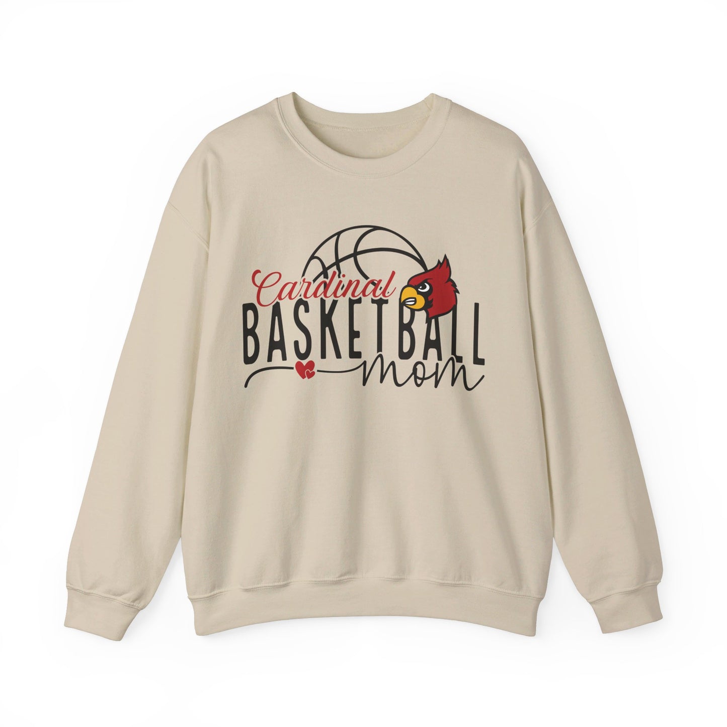 Cardinal Basketball Mom Hearts - Unisex Heavy Blend™ Crewneck Sweatshirt