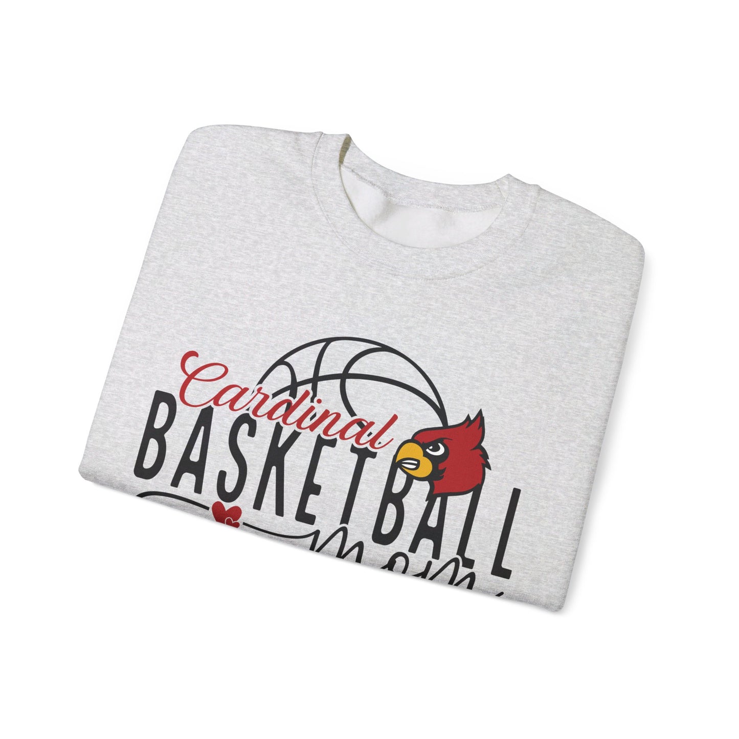 Cardinal Basketball Mom Hearts - Unisex Heavy Blend™ Crewneck Sweatshirt