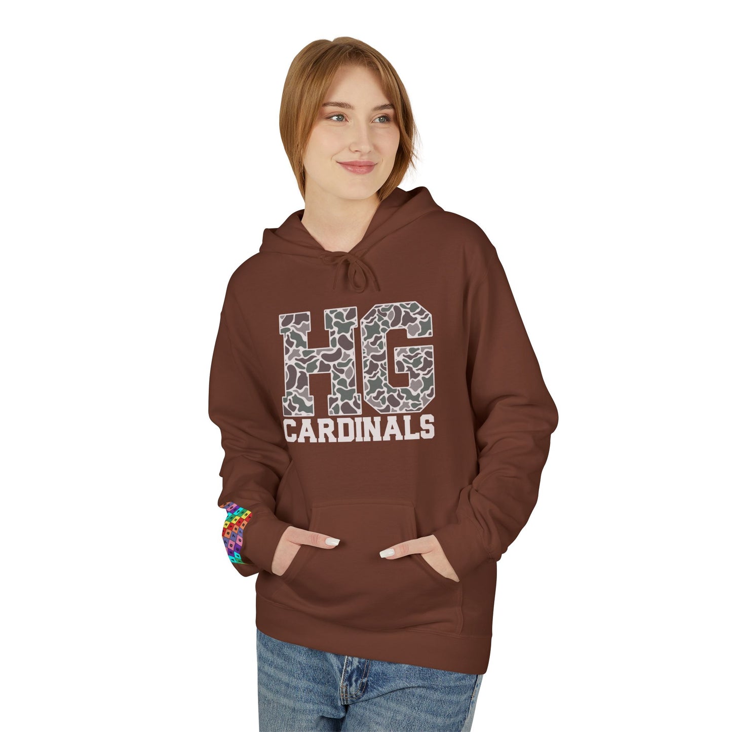 Old School Camo HG Cardinals - Midweight Softstyle Fleece Hoodie
