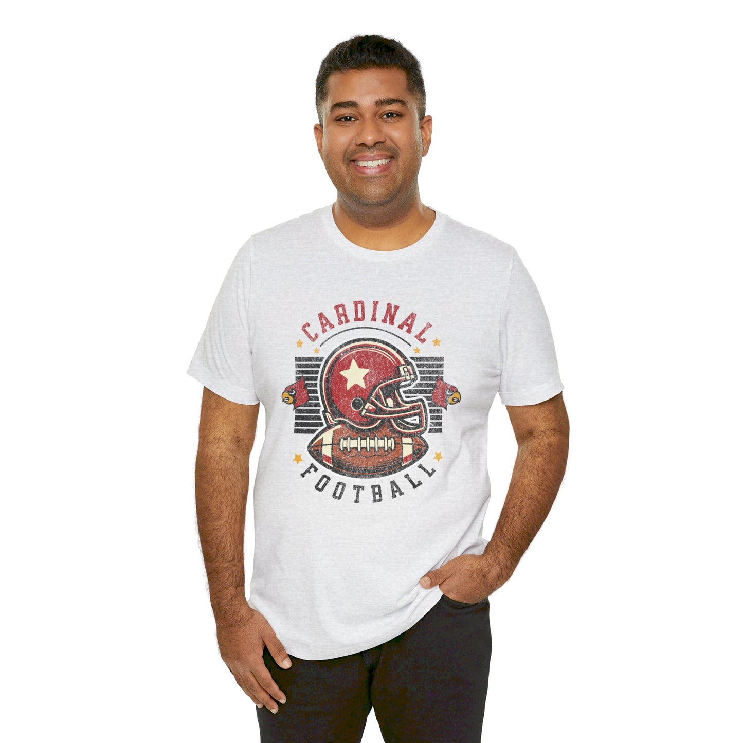 Cardinal Football Helmet - Bella + Canvas Short Sleeve Tee