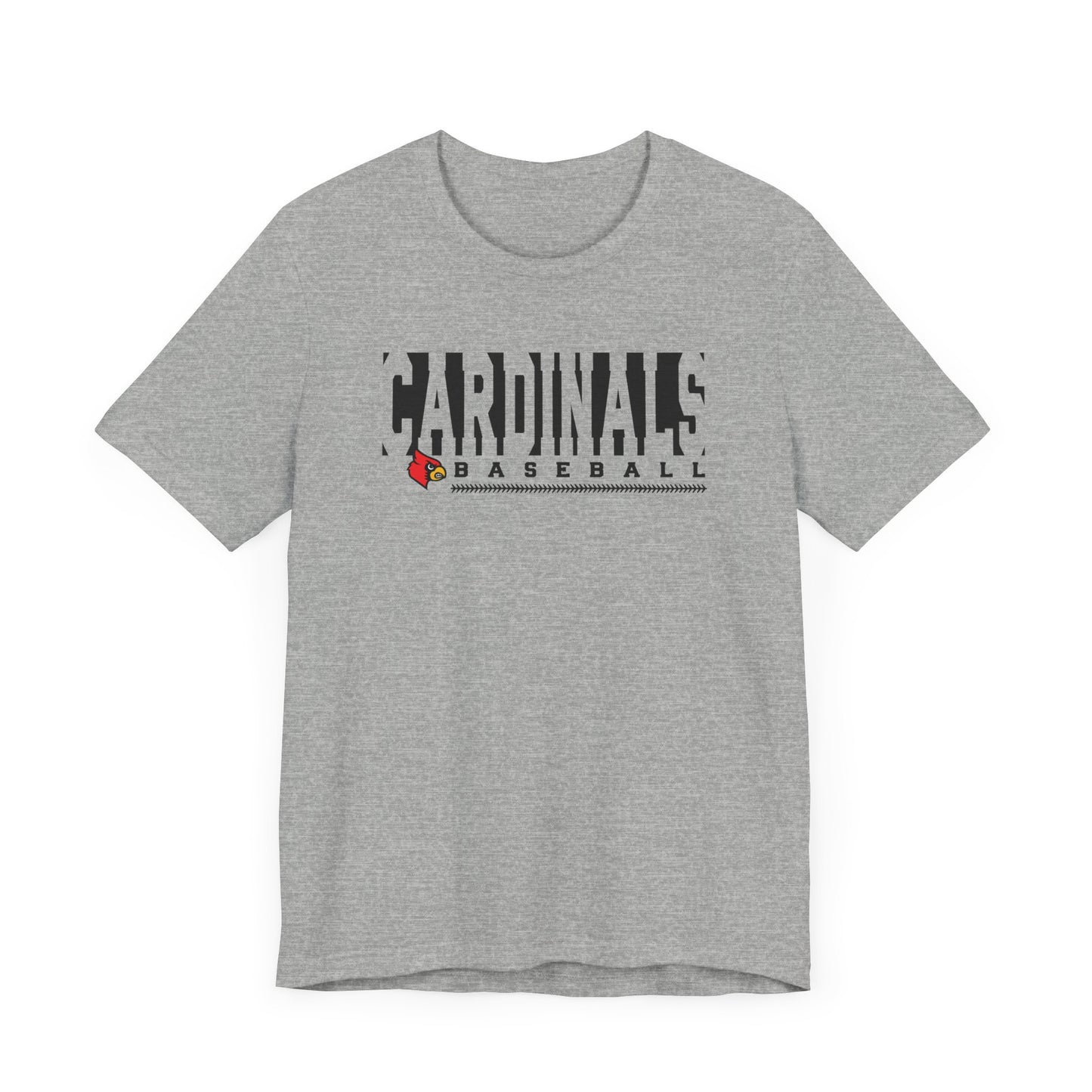 Cardinals Baseball Inset Text - Bella + Canvas Short Sleeve Tee