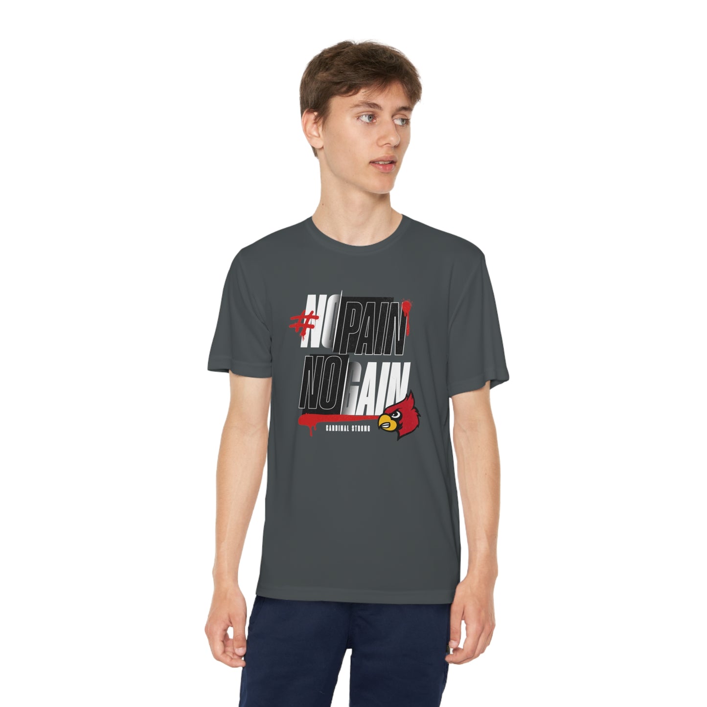 No Pain No Gain Cardinal - Youth Sport-Tek® Competitor™ Tee
