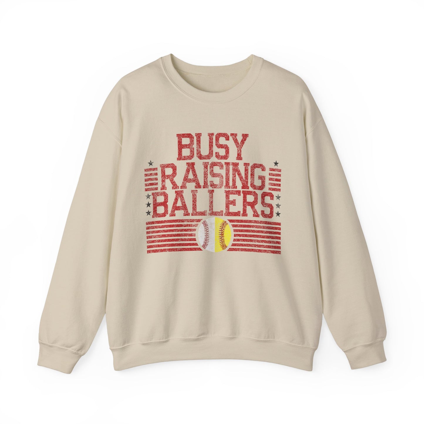 Busy Raising Ballers Baseball and Softball - Unisex Heavy Blend™ Crewneck Sweatshirt
