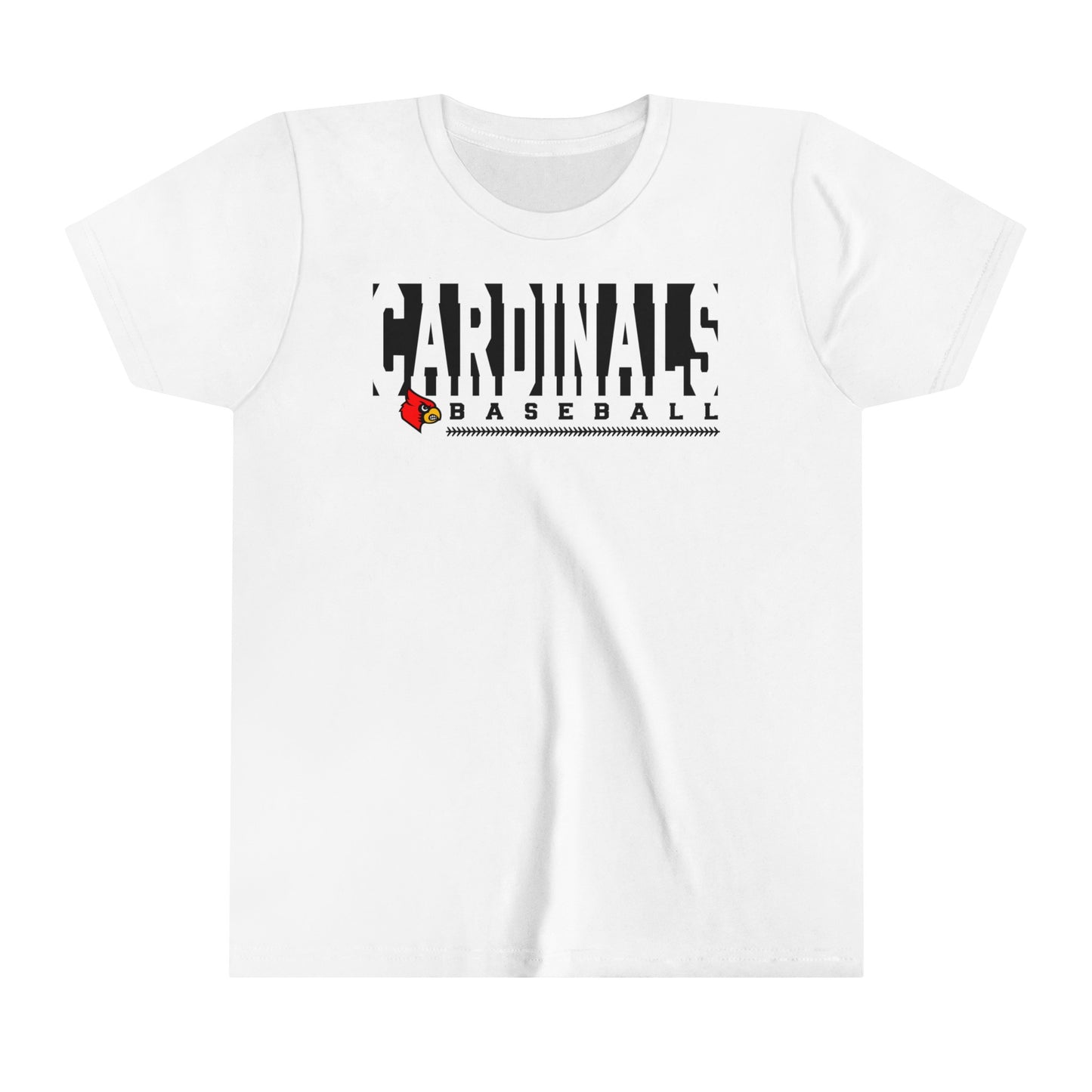 Cardinals Baseball Inset Text - Bella + Canvas Youth Tee