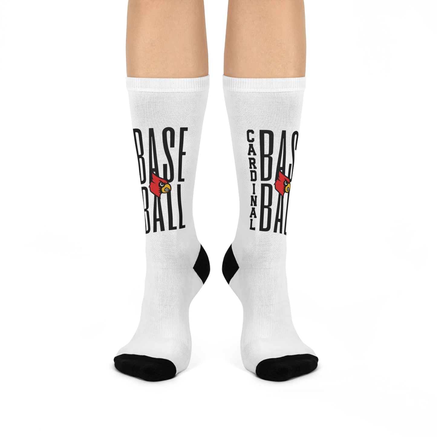 Cardinal Baseball - White Cushioned Crew Socks