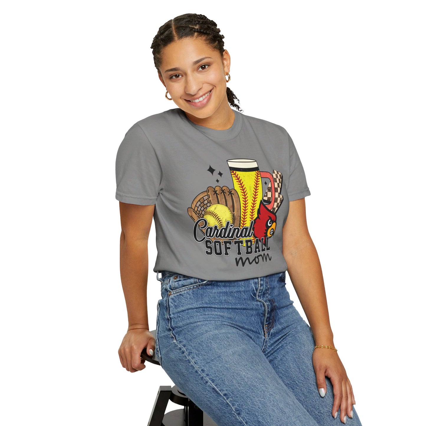 Cardinal Softball Mom - Comfort Colors T-shirt