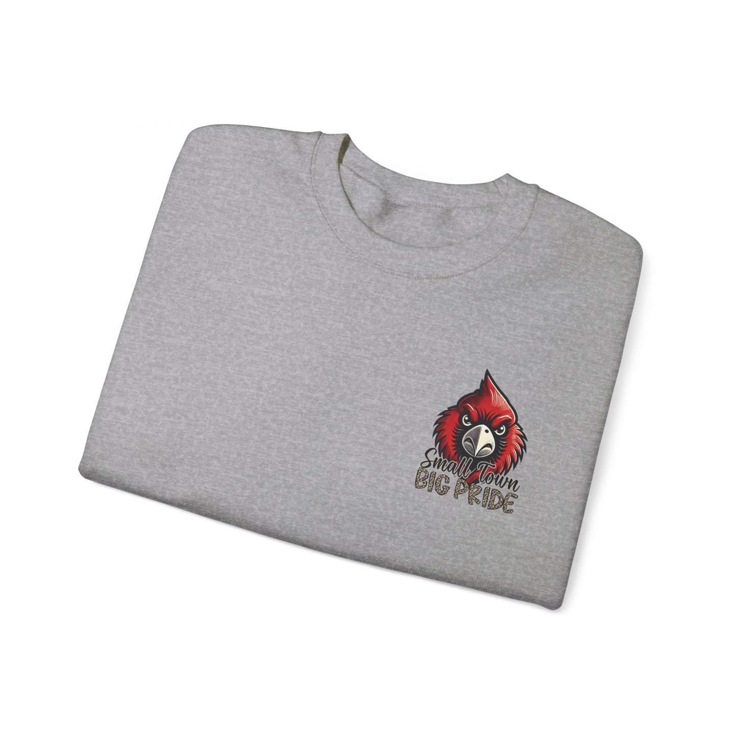 Cardinal Small Town Big Pride Back Design - Unisex Heavy Blend™ Crewneck Sweatshirt