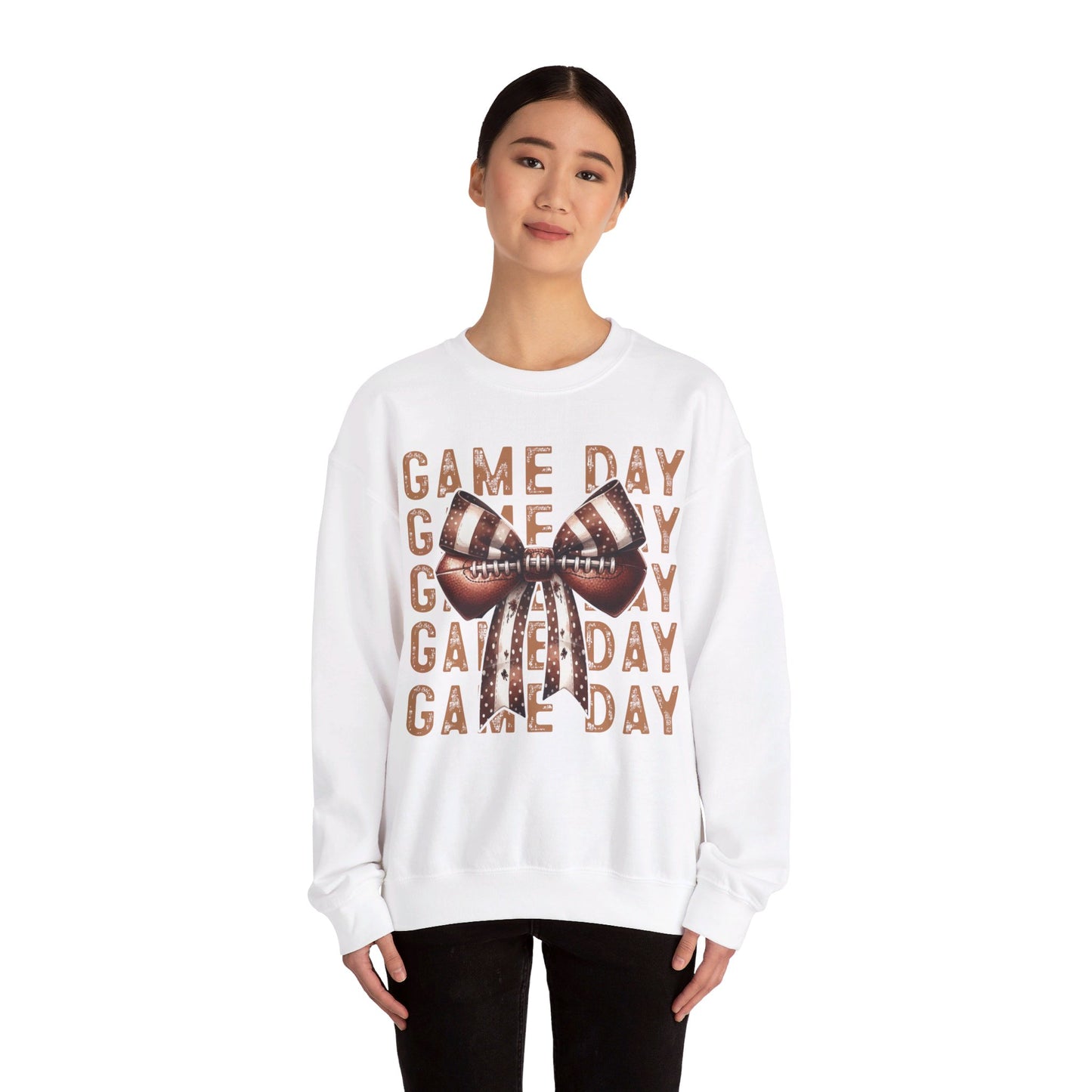 Game Day Football Bow - Unisex Heavy Blend™ Crewneck Sweatshirt