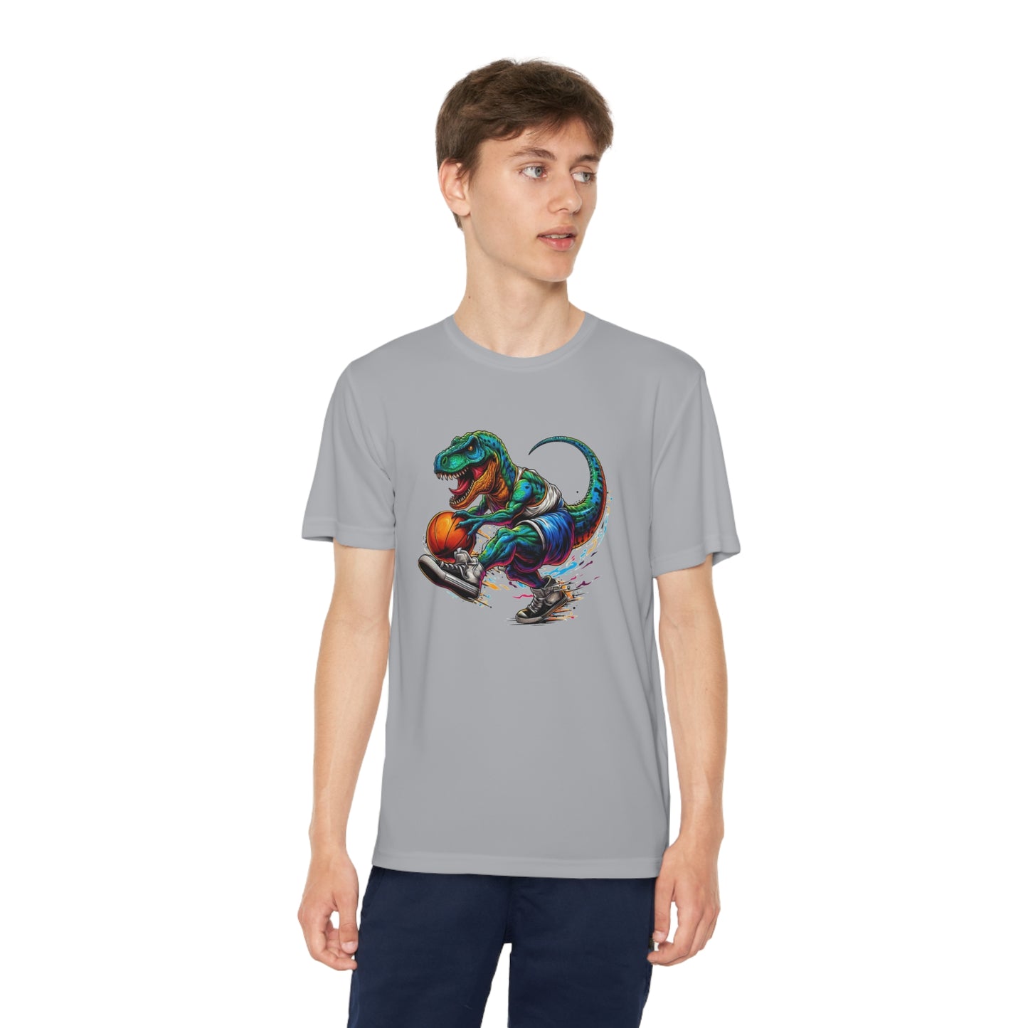 Basketball Dinosaur - Youth Sport-Tek® Competitor™ Tee