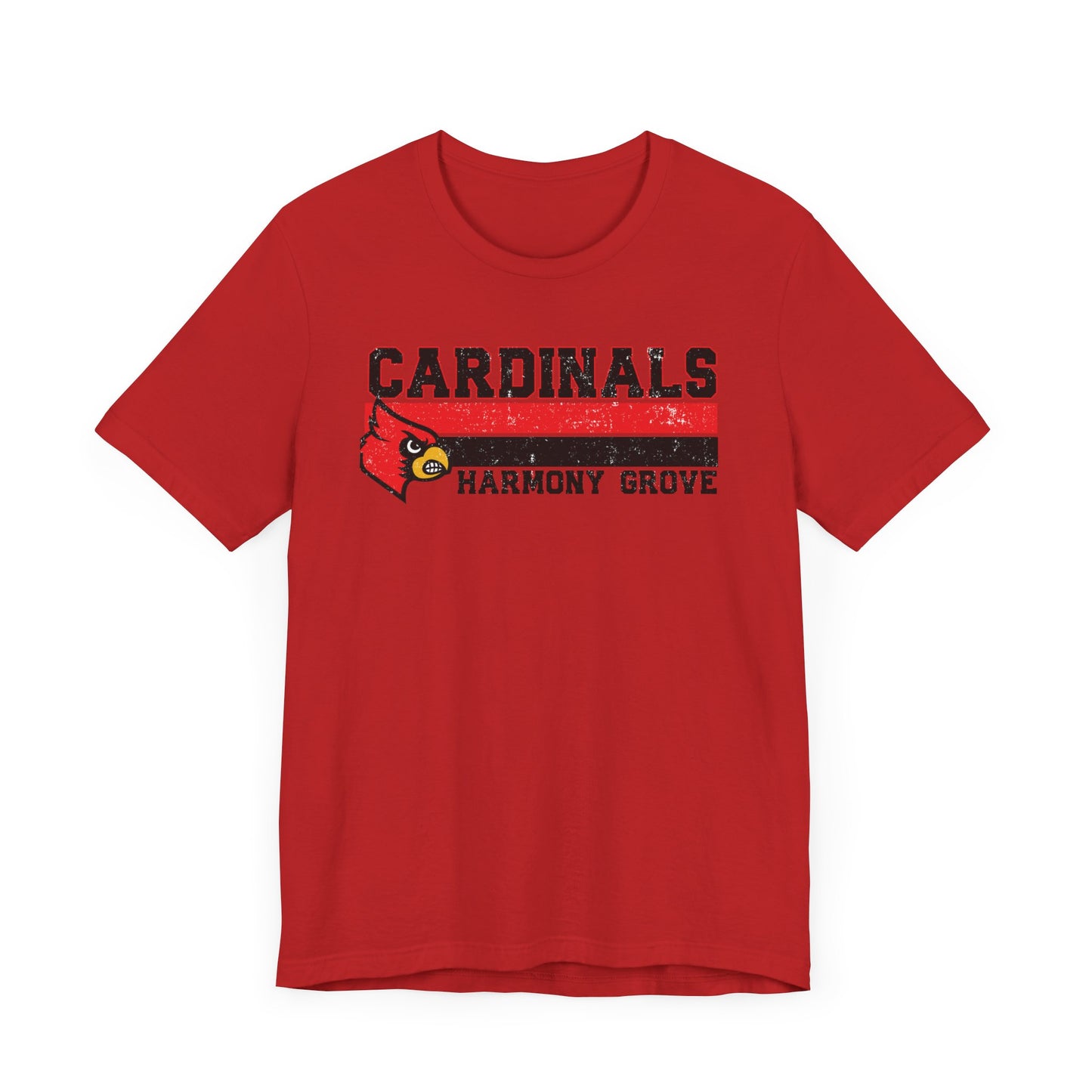 Cardinals Harmony Grove Stripe - Bella + Canvas Short Sleeve Tee