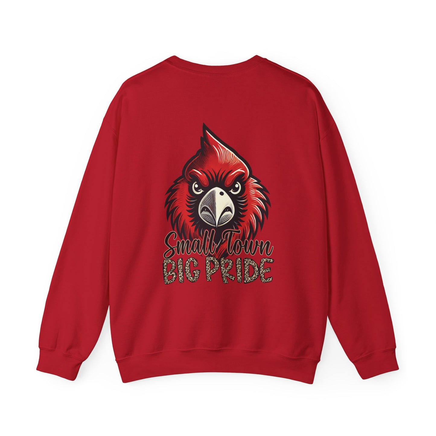 Cardinal Small Town Big Pride Back Design - Unisex Heavy Blend™ Crewneck Sweatshirt