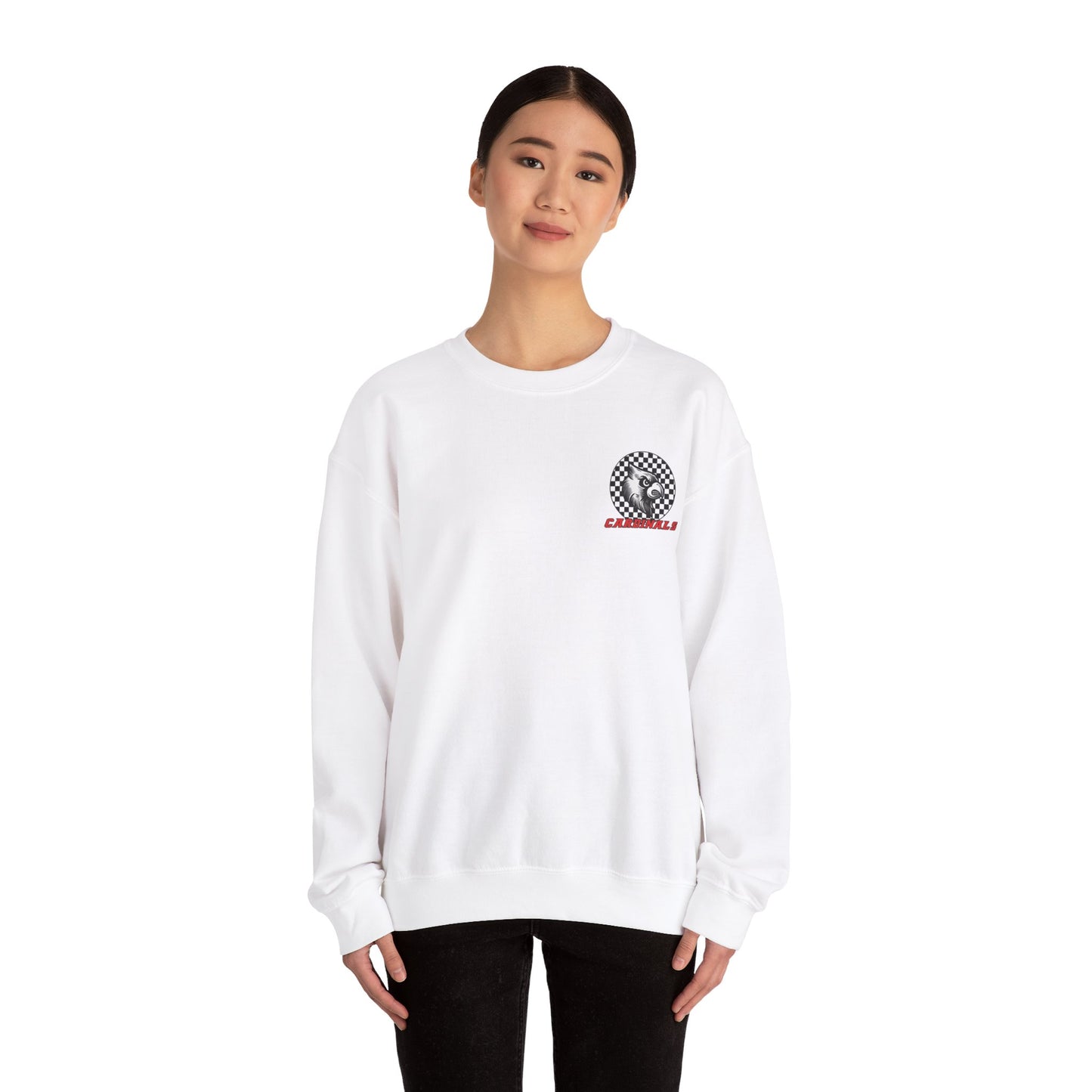 Black and White Checkered Cardinal - of Unisex Heavy Blend™ Crewneck Sweatshirt