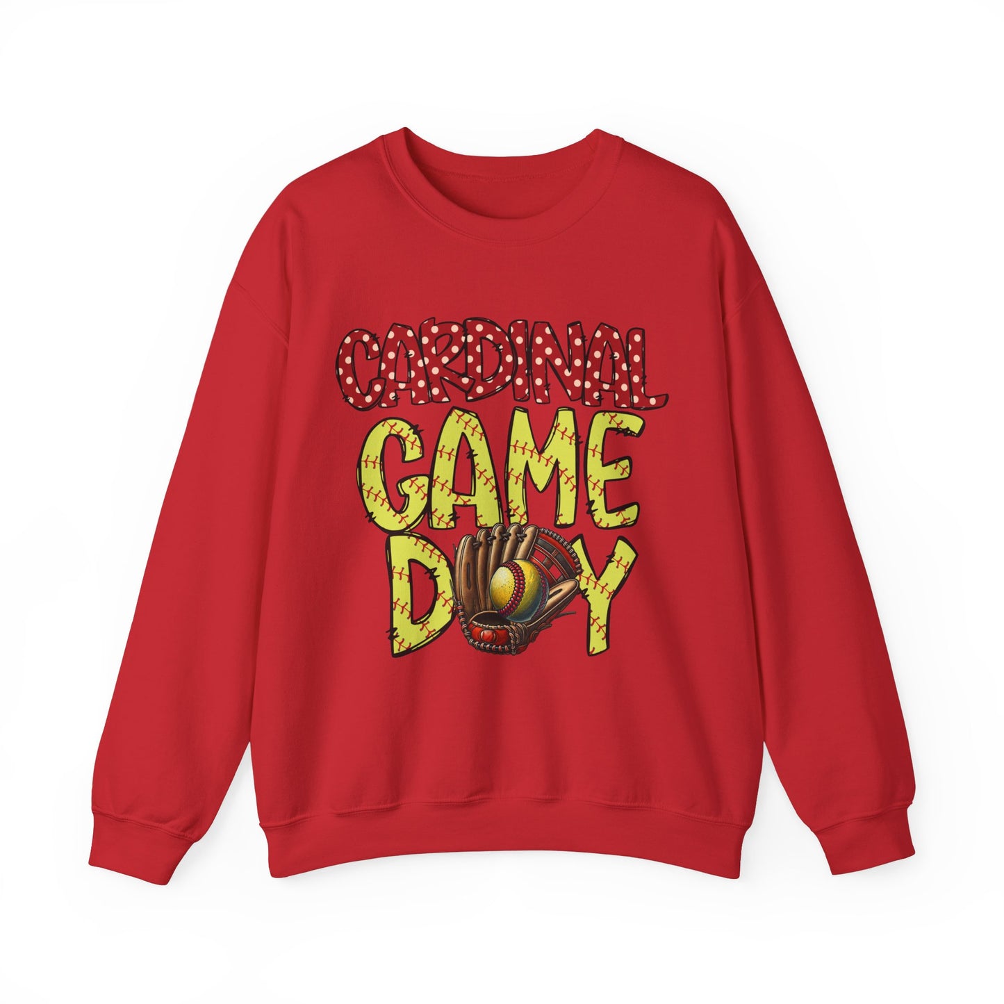 Cardinal Softball Game Day - Unisex Heavy Blend™ Crewneck Sweatshirt