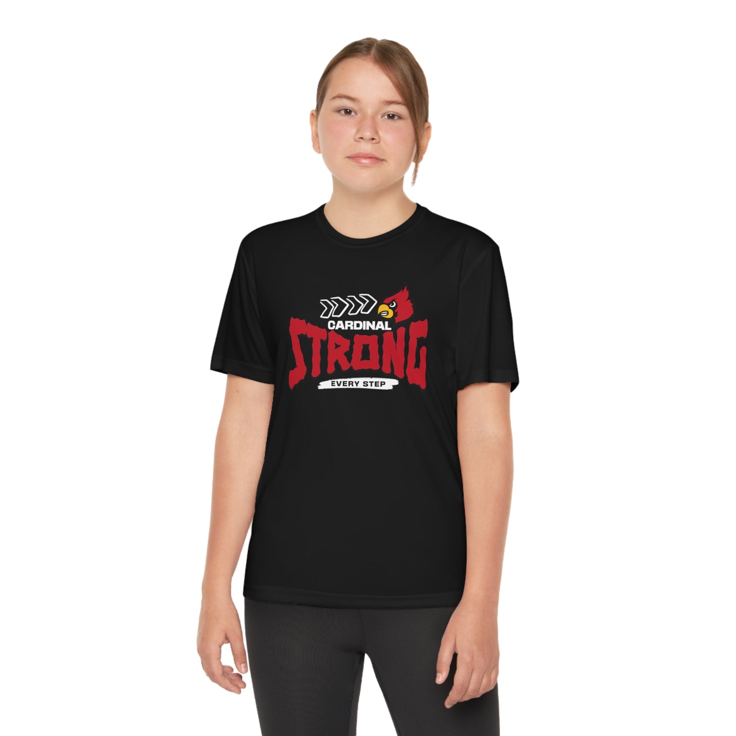 Cardinal Strong Every Step - Youth Sport-Tek® Competitor™ Tee