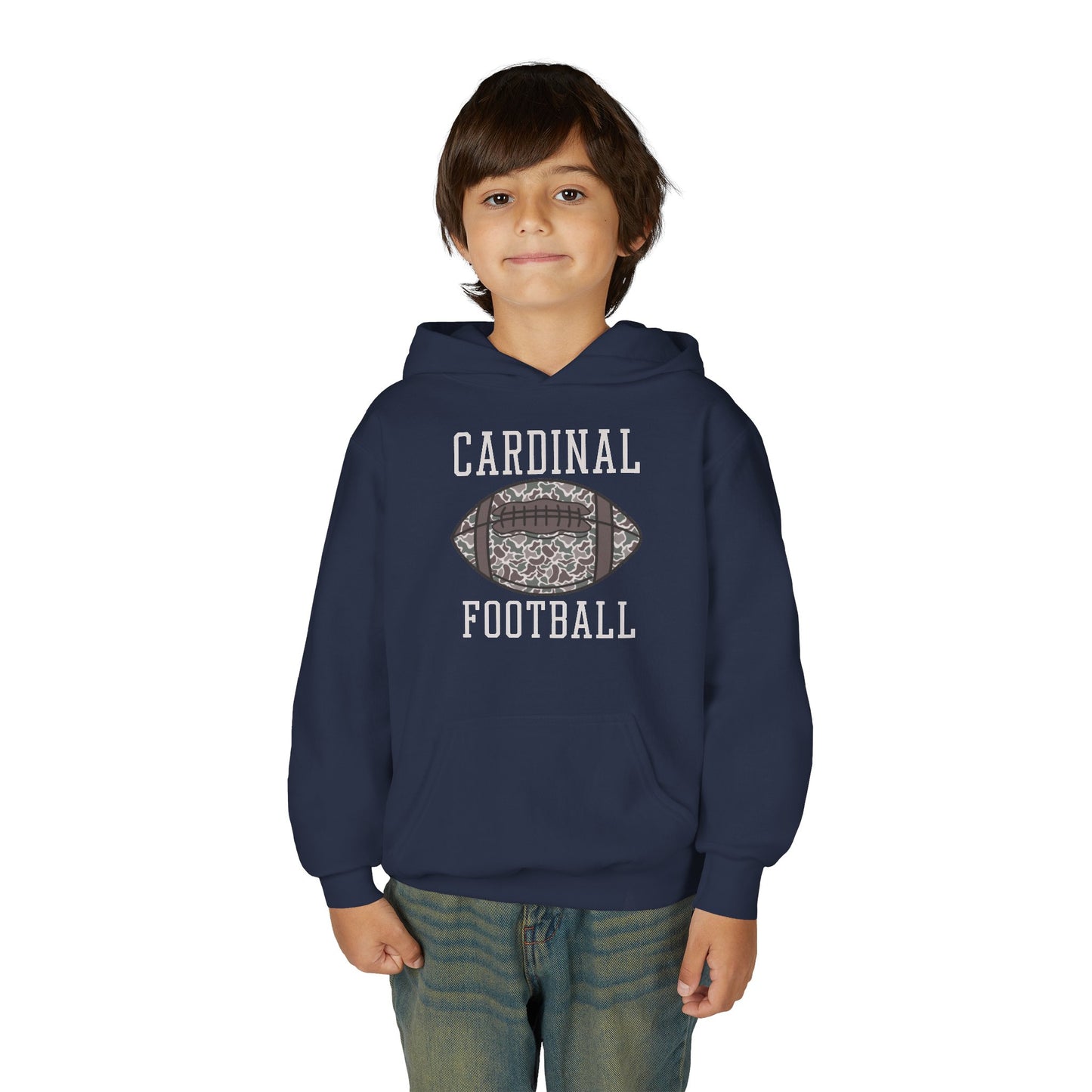Old School Camo Cardinal Football - Youth Heavy Blend Hooded Sweatshirt