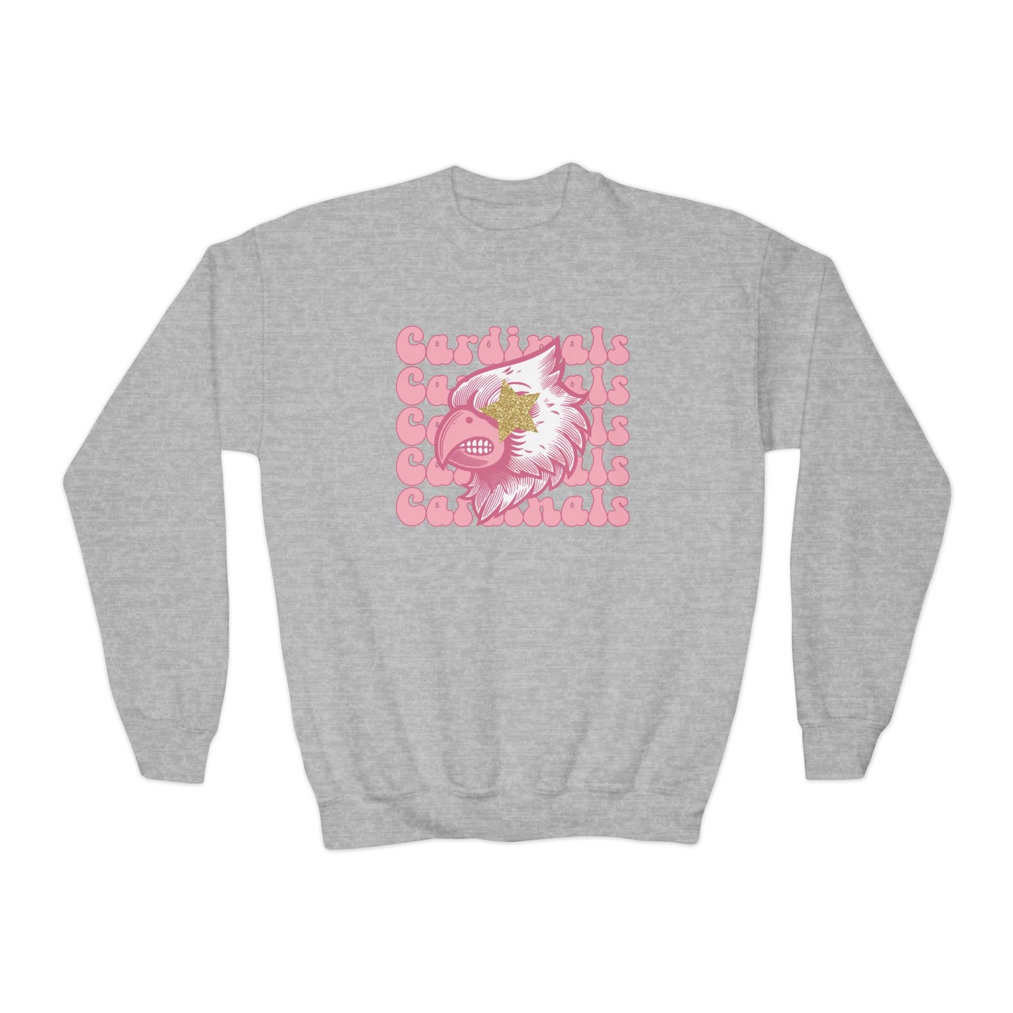 Pink Cardinals Star Eyes - Youth Crew Sweatshirt