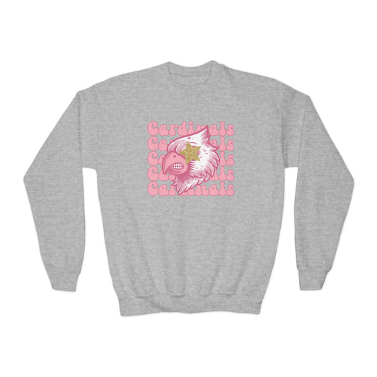 Pink Cardinals Star Eyes - Youth Crew Sweatshirt