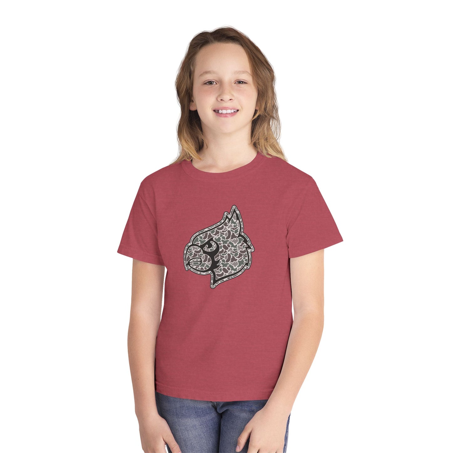 Old School Camo Cardinal - Youth Comfort Colors Tshirt
