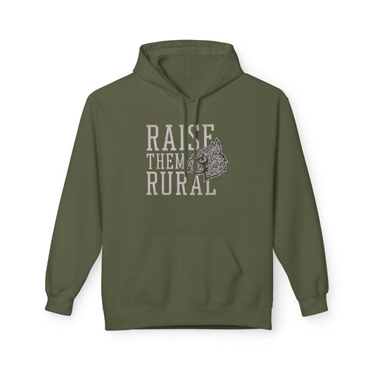 Old School Camo Raise them Rural Cardinal Football - Midweight Softstyle Fleece Hoodie